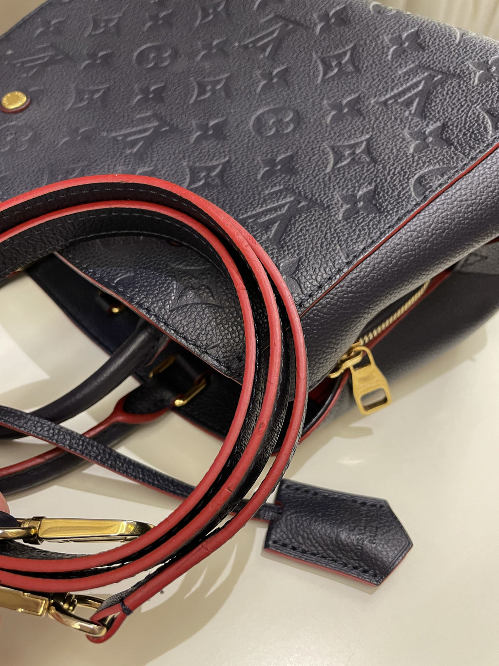 Louis Vuitton Montaigne BB Blue Empreinte
