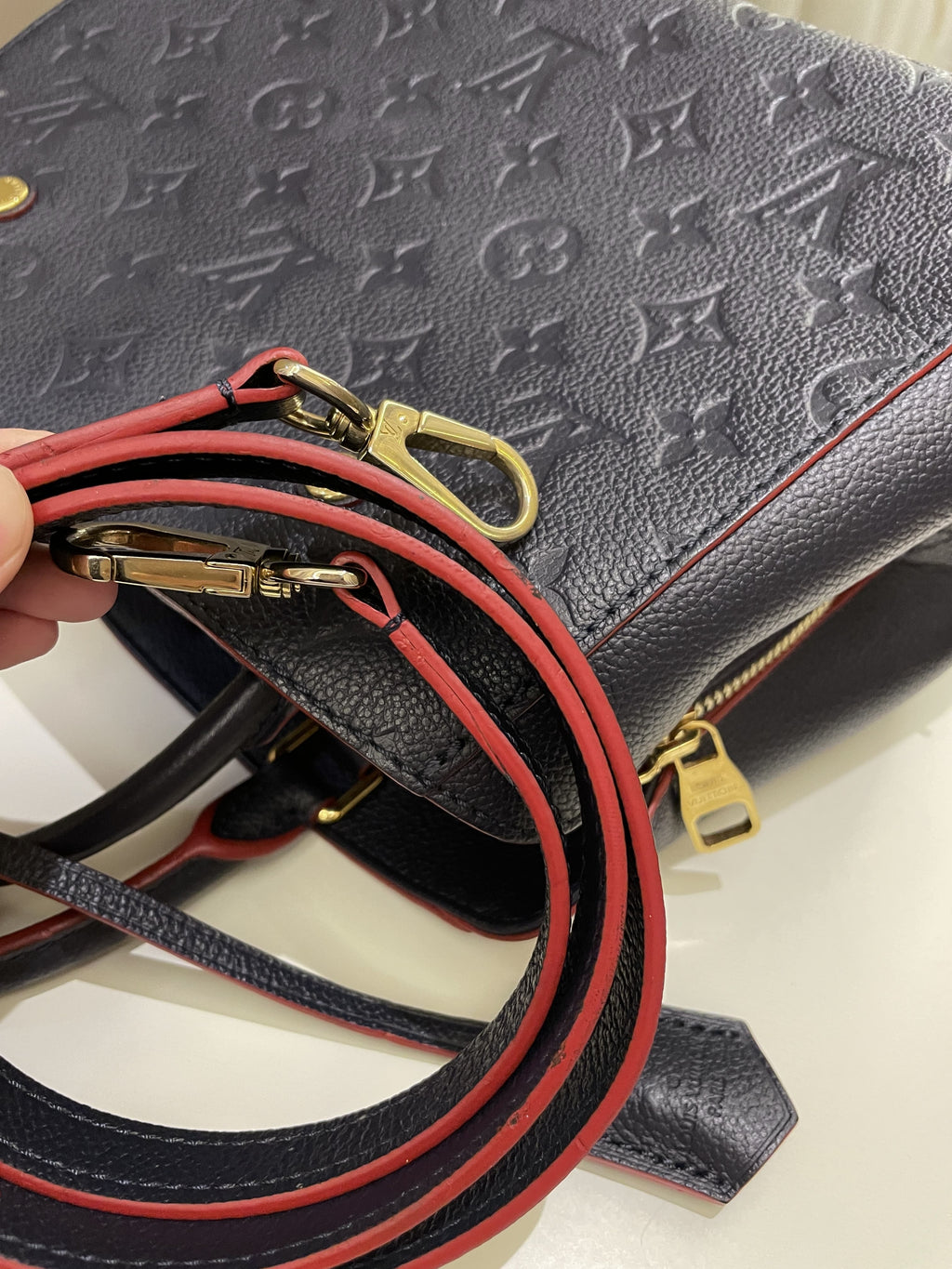 Louis Vuitton Montaigne BB Blue Empreinte