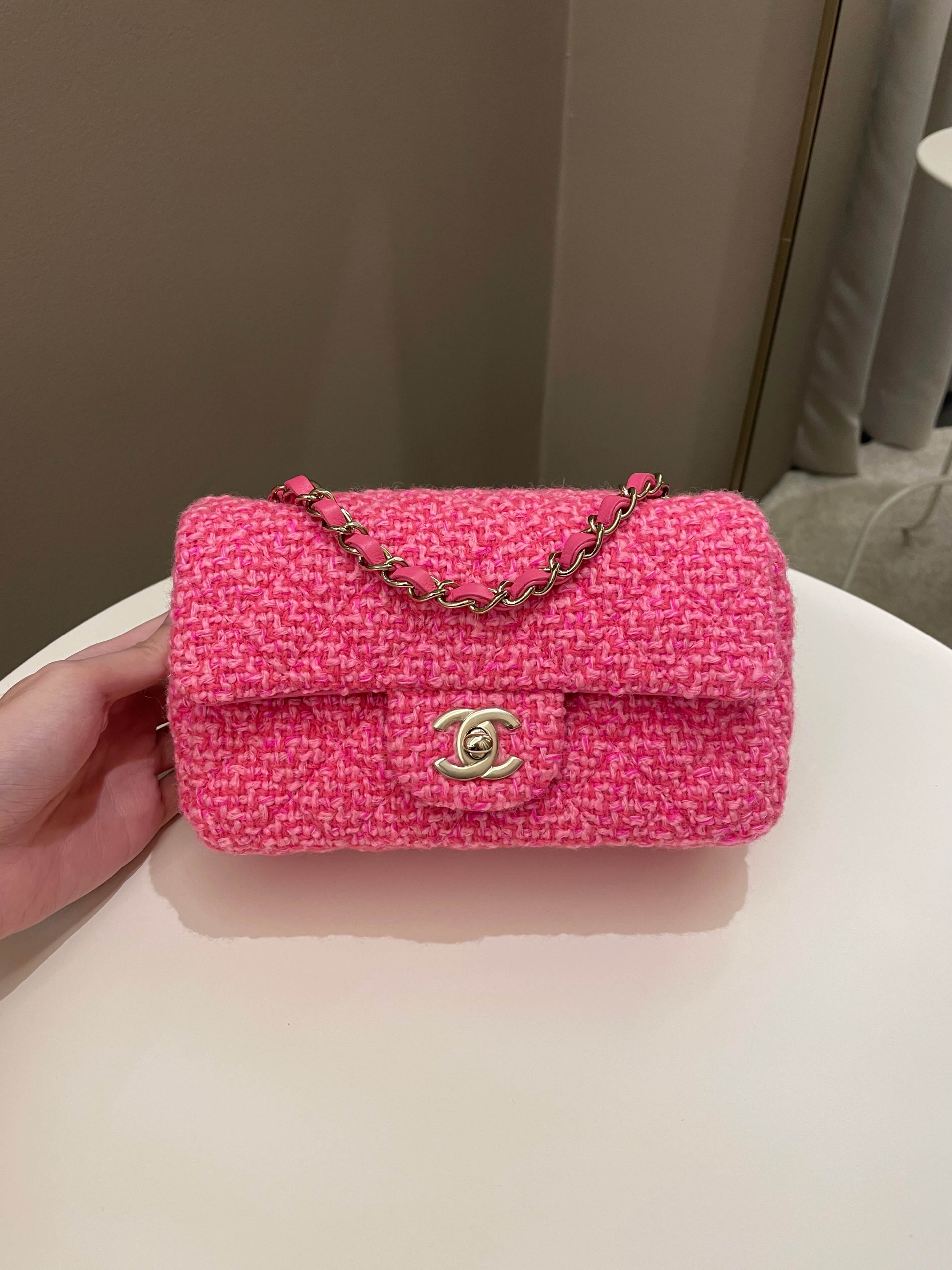 Chanel Classic Mini Rectangular Pink Tweed