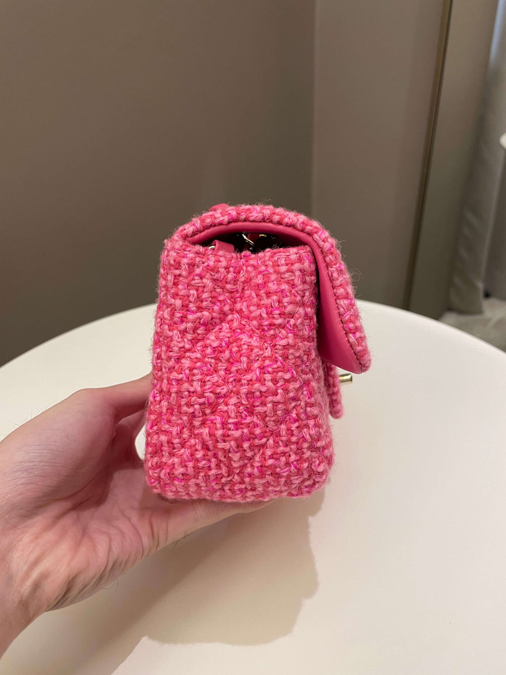 Chanel Classic Mini Rectangular Pink Tweed
