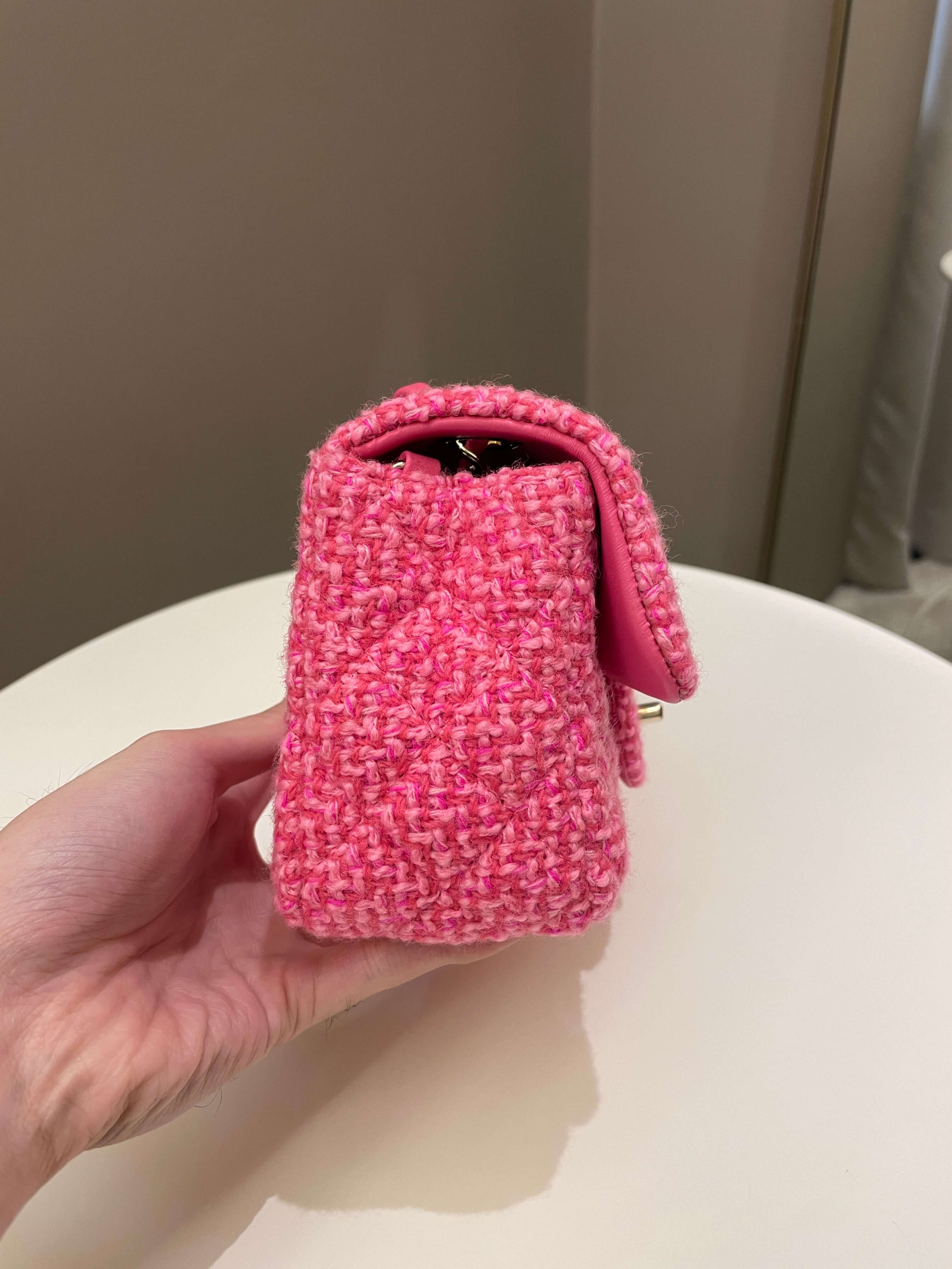 Chanel Classic Mini Rectangular Pink Tweed