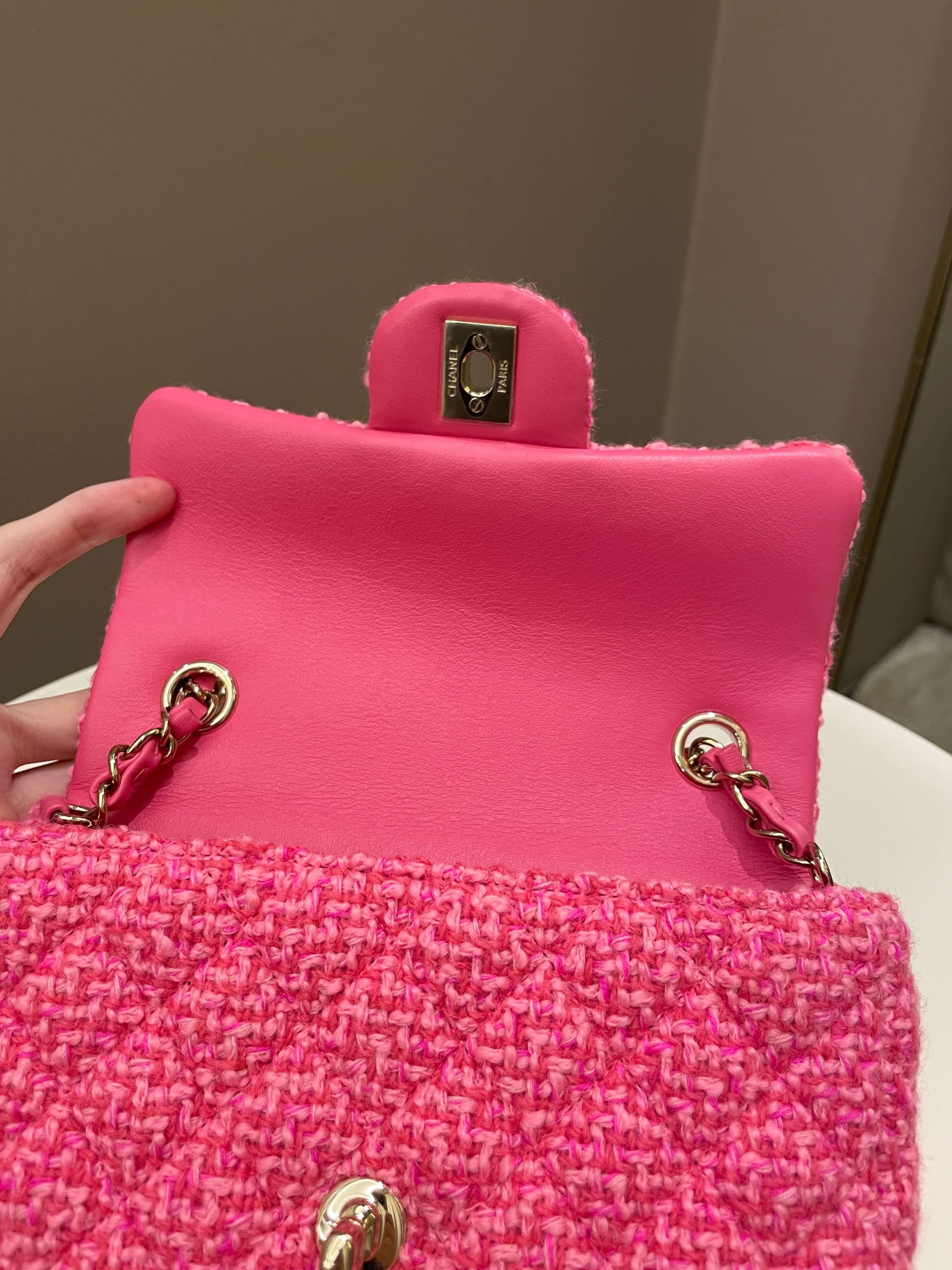Chanel Classic Mini Rectangular Pink Tweed