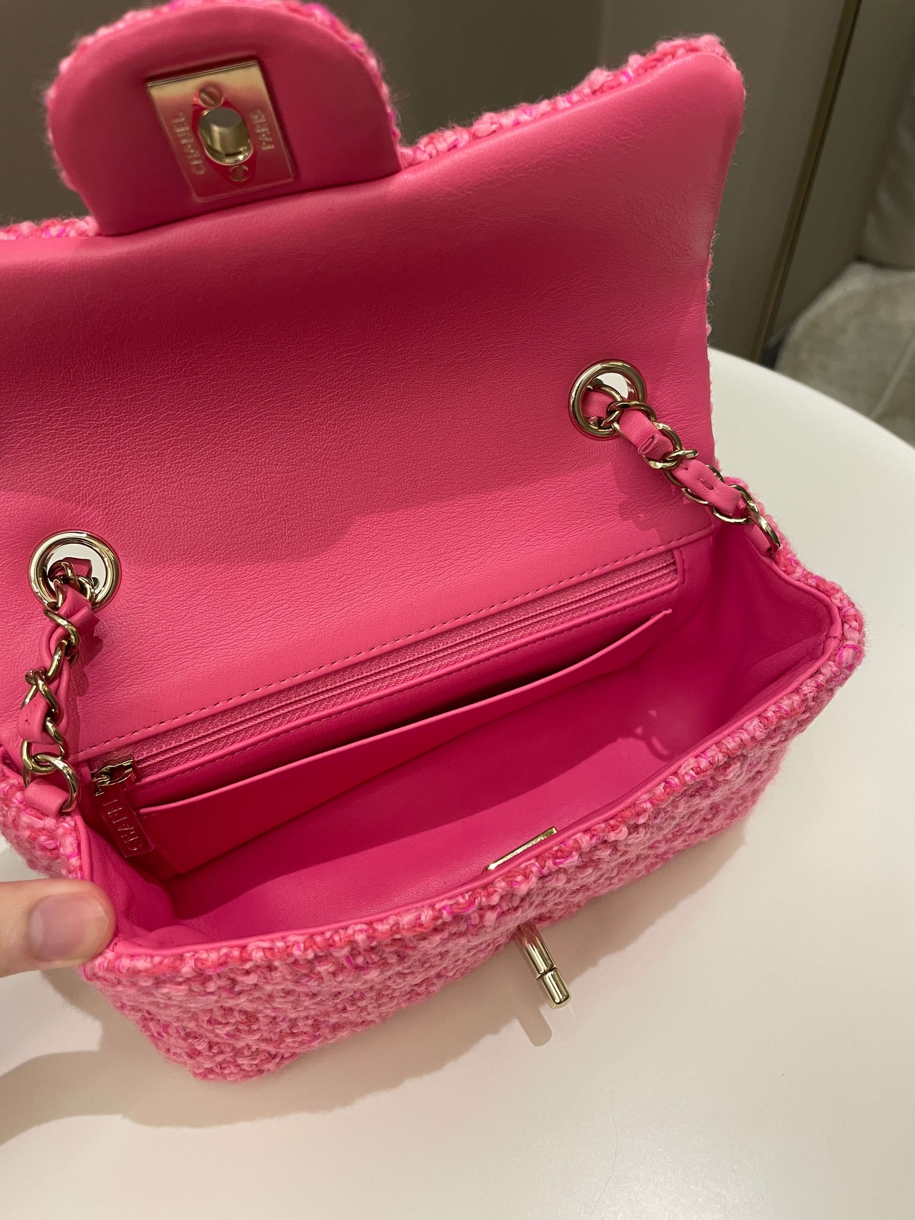 Chanel Classic Mini Rectangular Pink Tweed