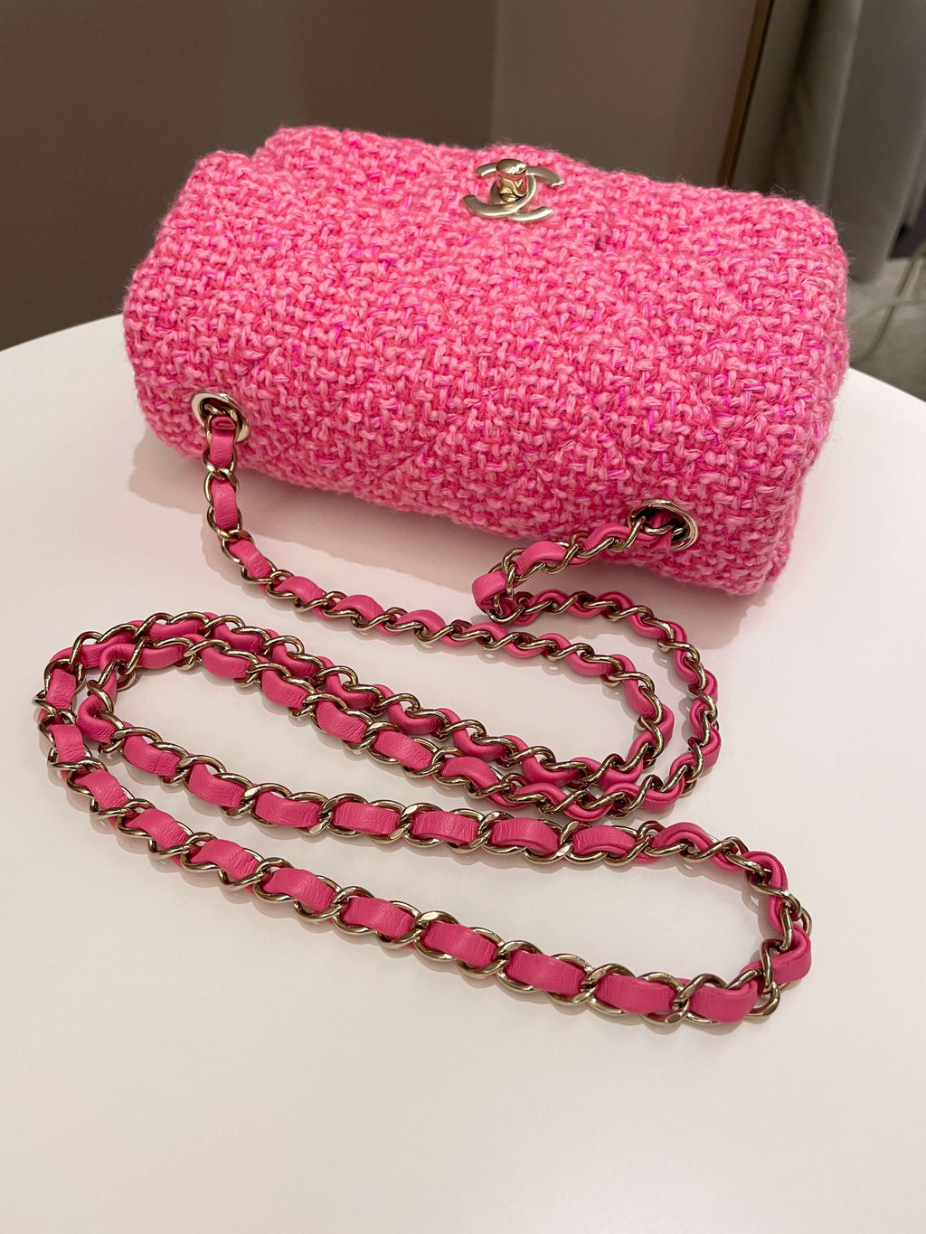 Chanel Classic Mini Rectangular Pink Tweed