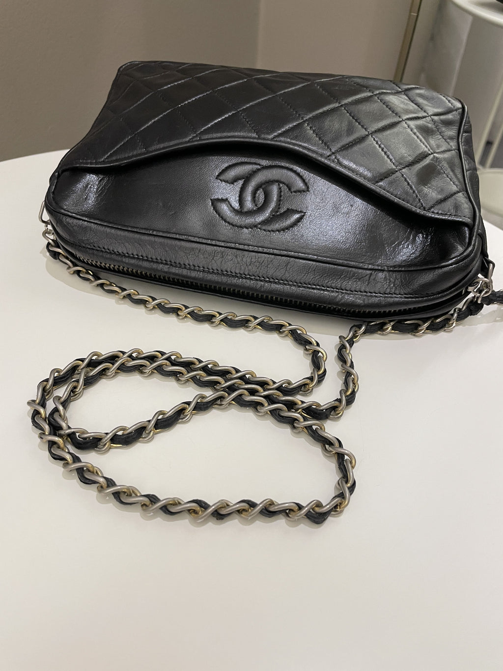 ÃƒÂ¯Ã‚Â»Ã‚Â¿ÃƒÂ¯Ã‚Â»Ã‚Â¿Chanel Vintage Camera Bag Tassle Black Lambskin
