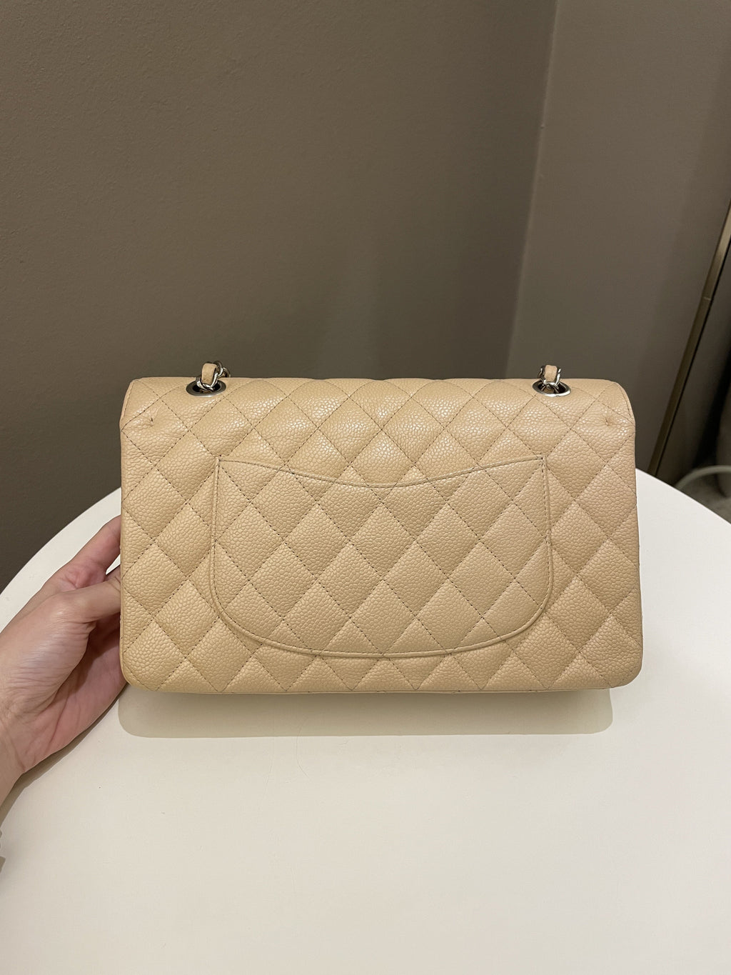 Chanel Classic Quilted Medium Double Flap Beige Caviar