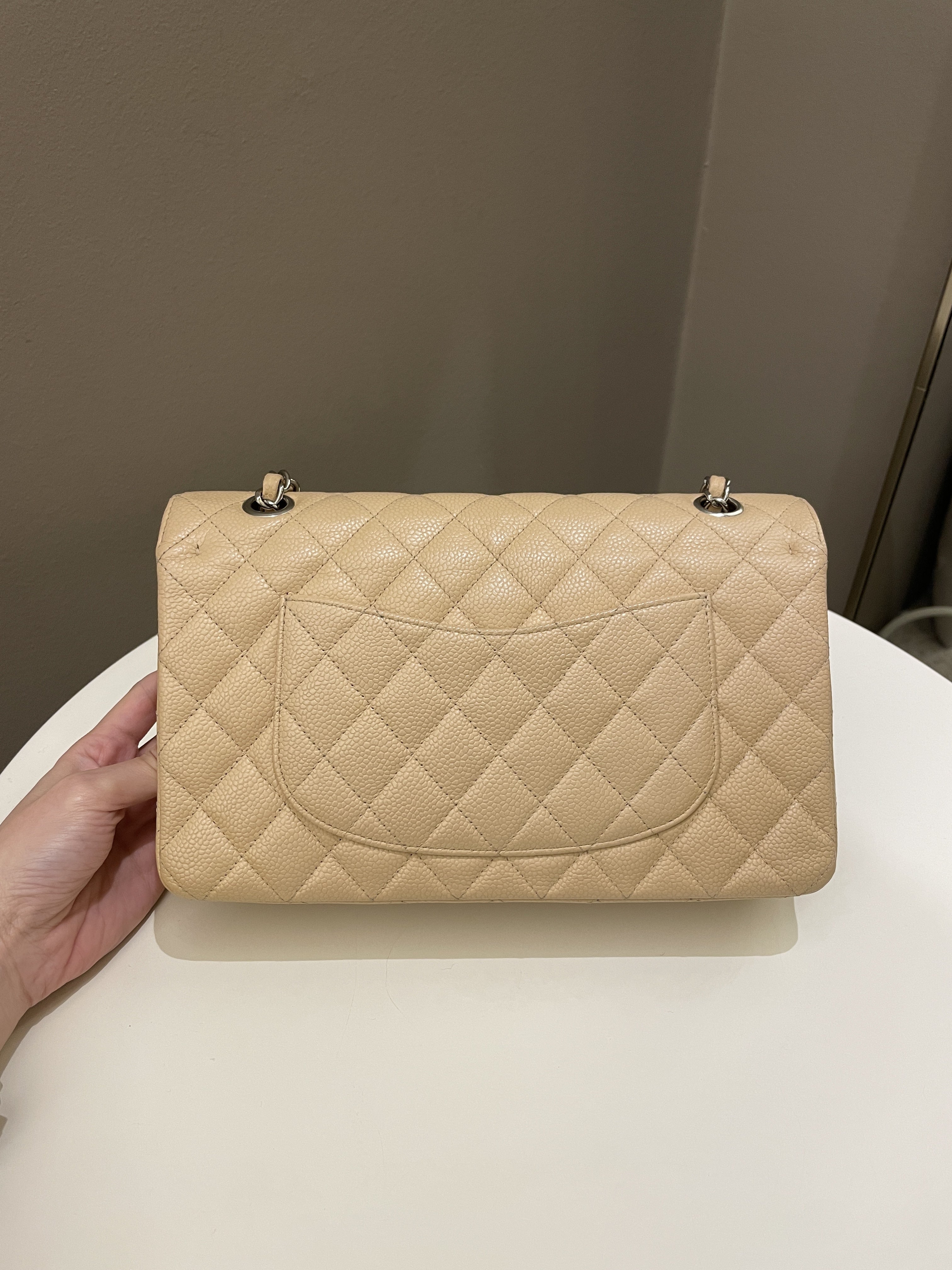 Chanel Classic Quilted Medium Double Flap Beige Caviar
