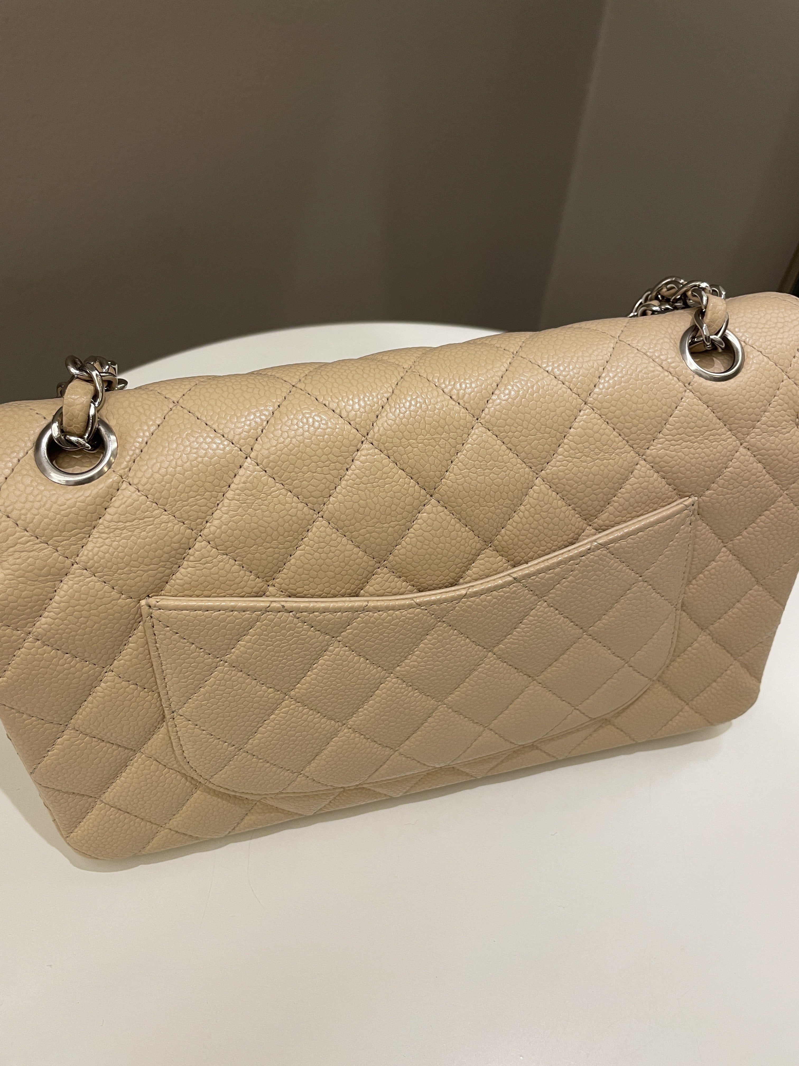 Chanel Classic Quilted Medium Double Flap Beige Caviar