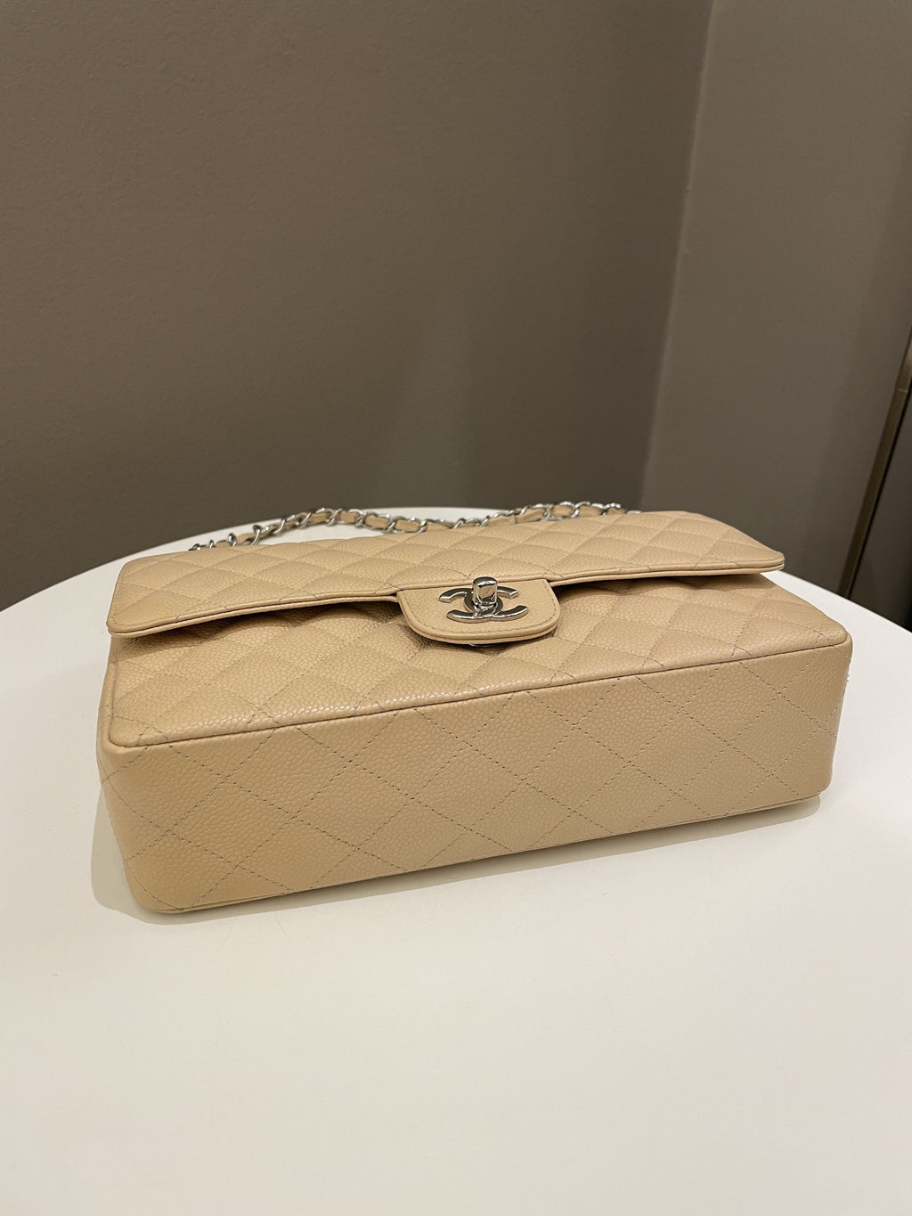 Chanel Classic Quilted Medium Double Flap Beige Caviar