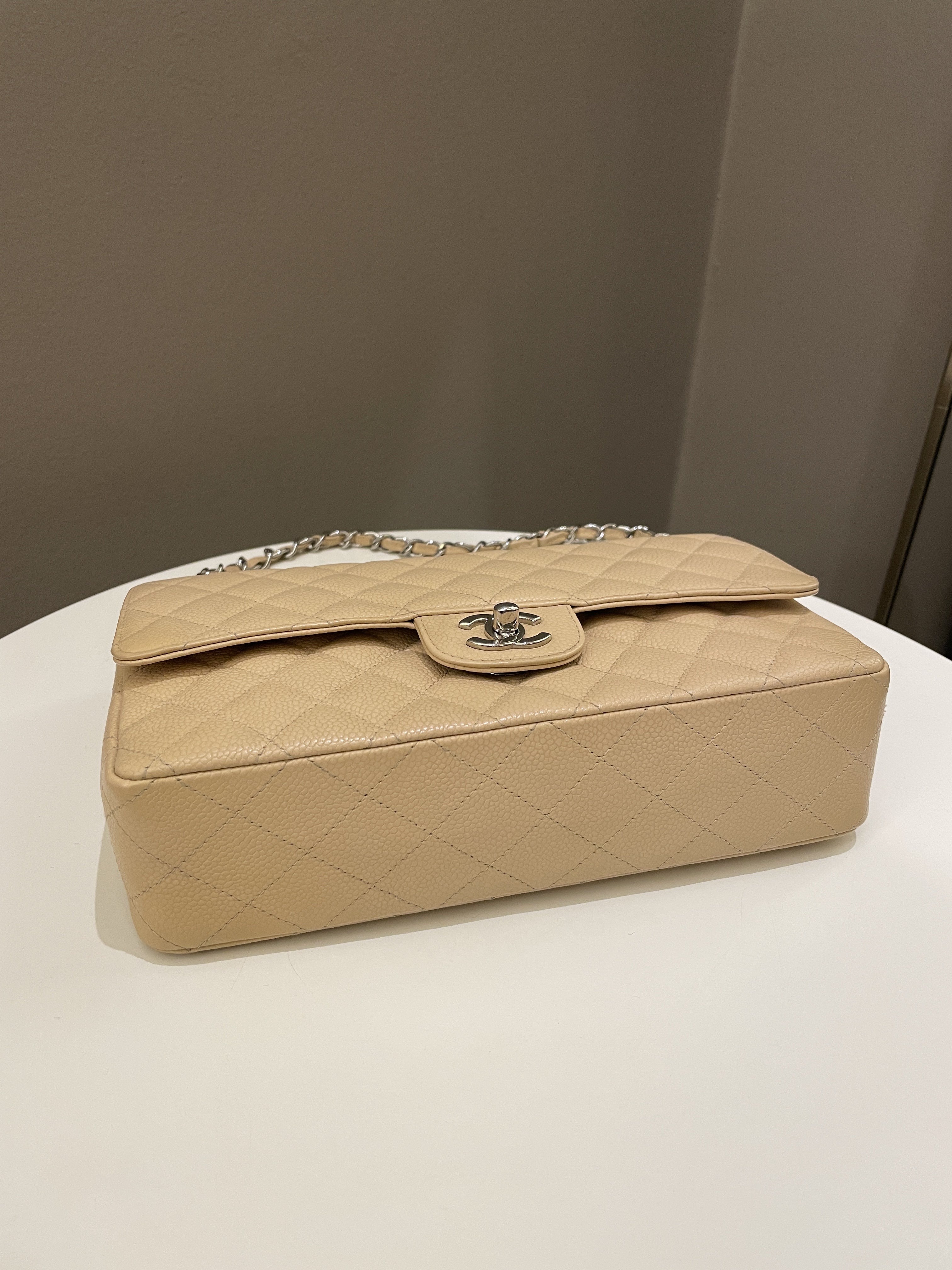 Chanel Classic Quilted Medium Double Flap Beige Caviar