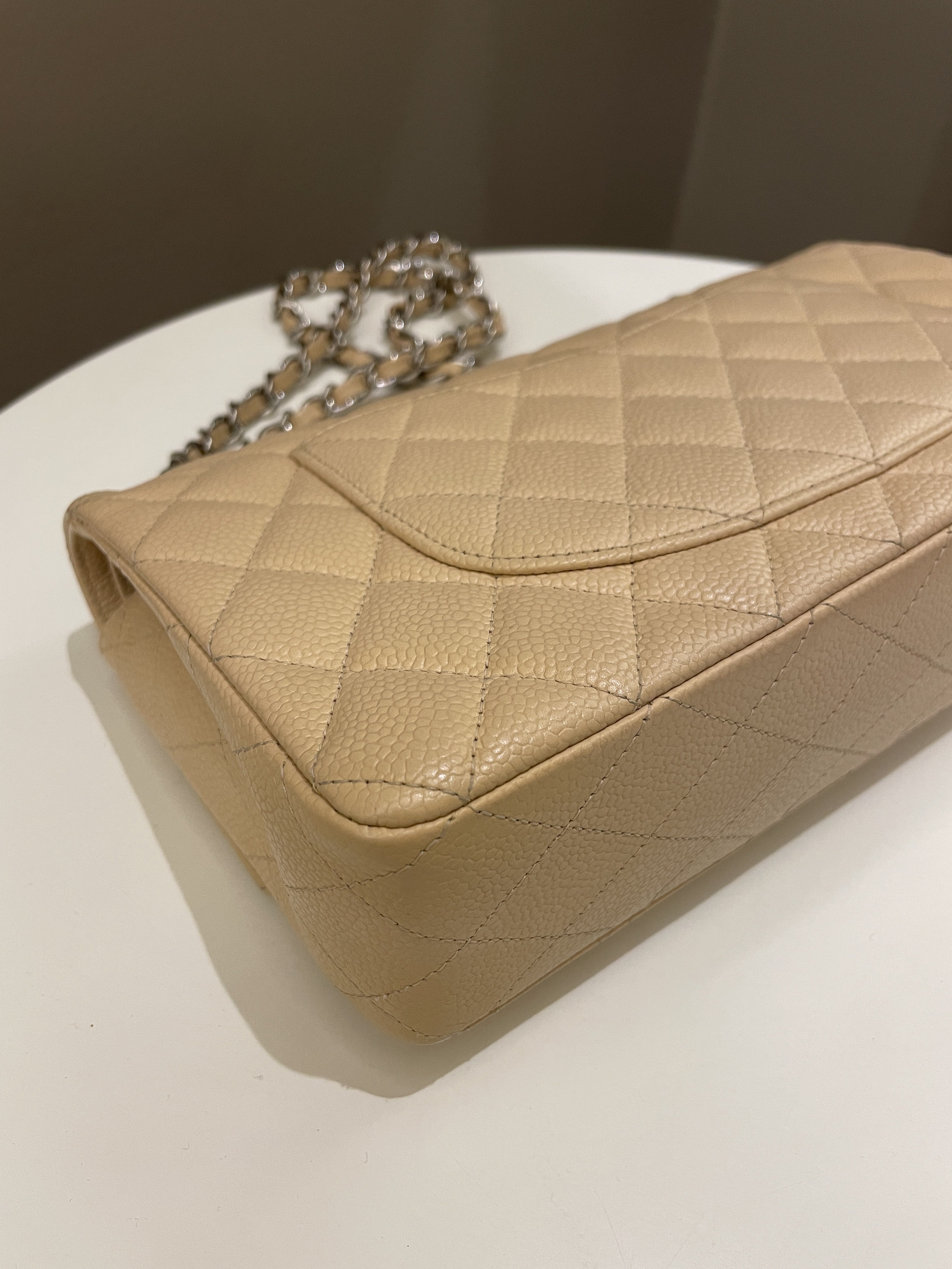 Chanel Classic Quilted Medium Double Flap Beige Caviar