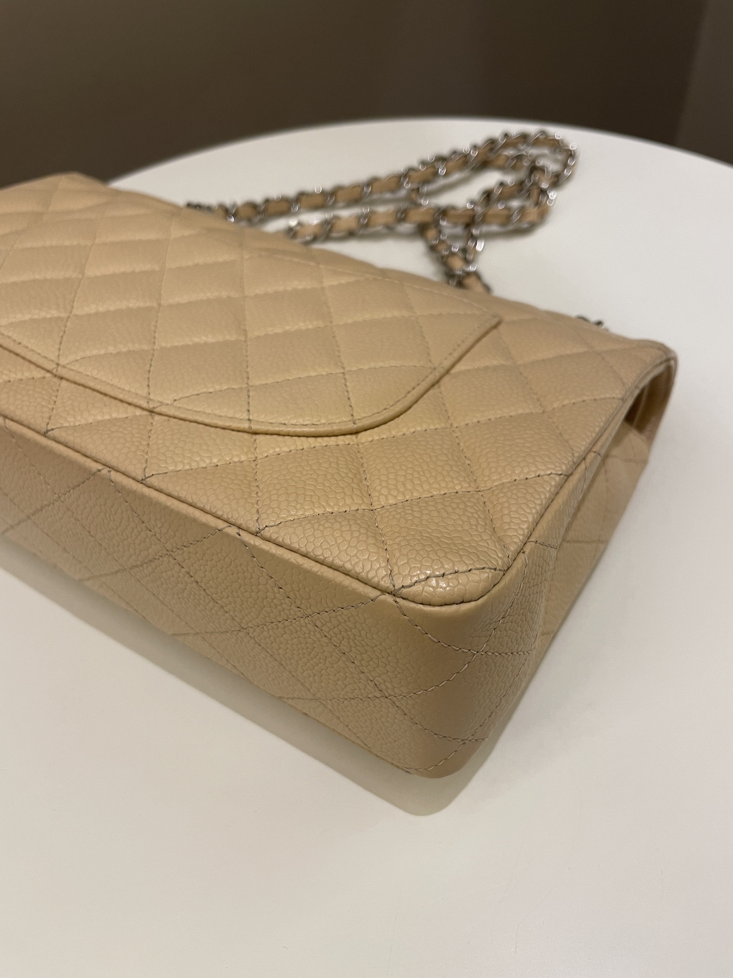 Chanel Classic Quilted Medium Double Flap Beige Caviar