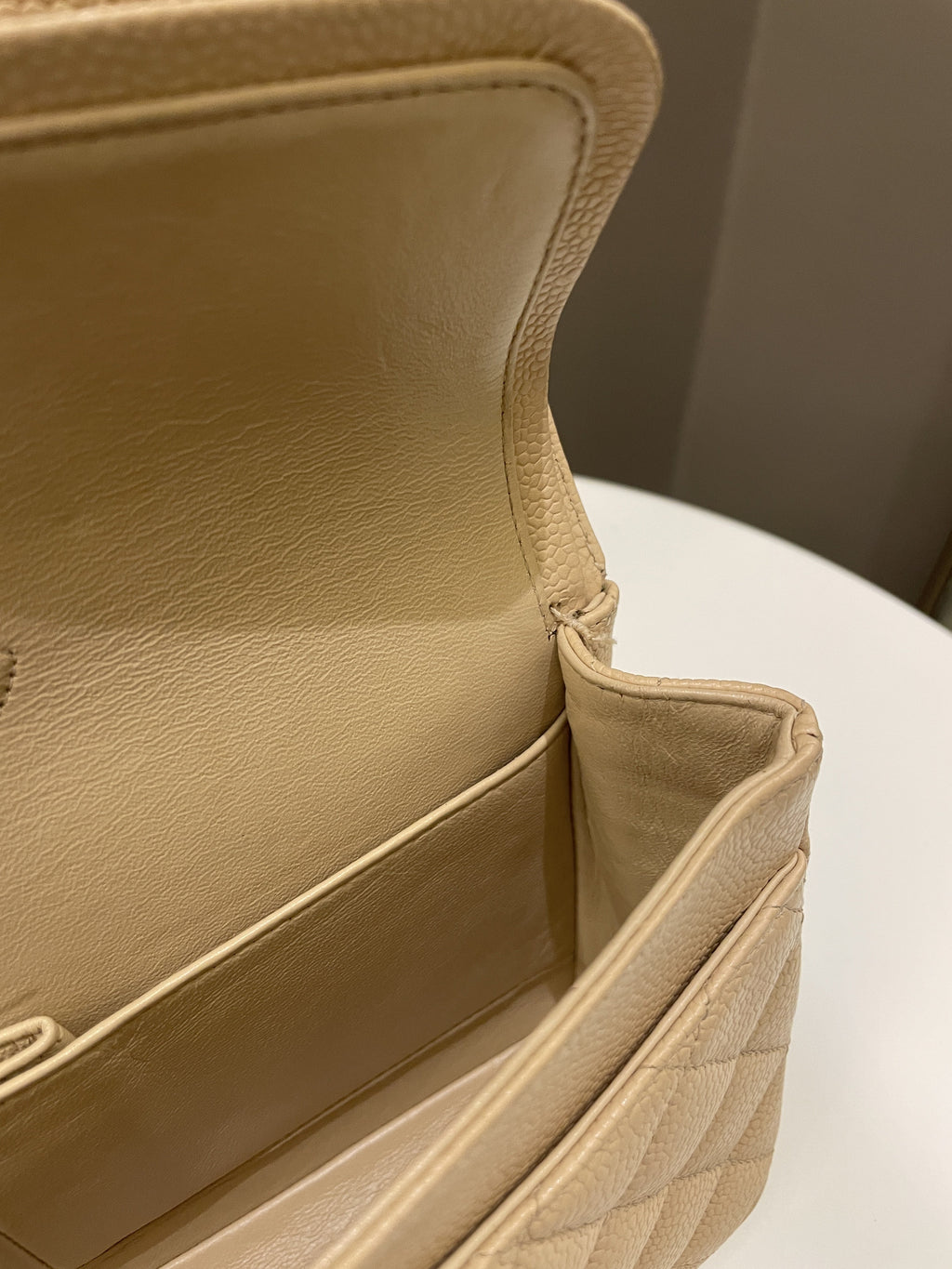 Chanel Classic Quilted Medium Double Flap Beige Caviar