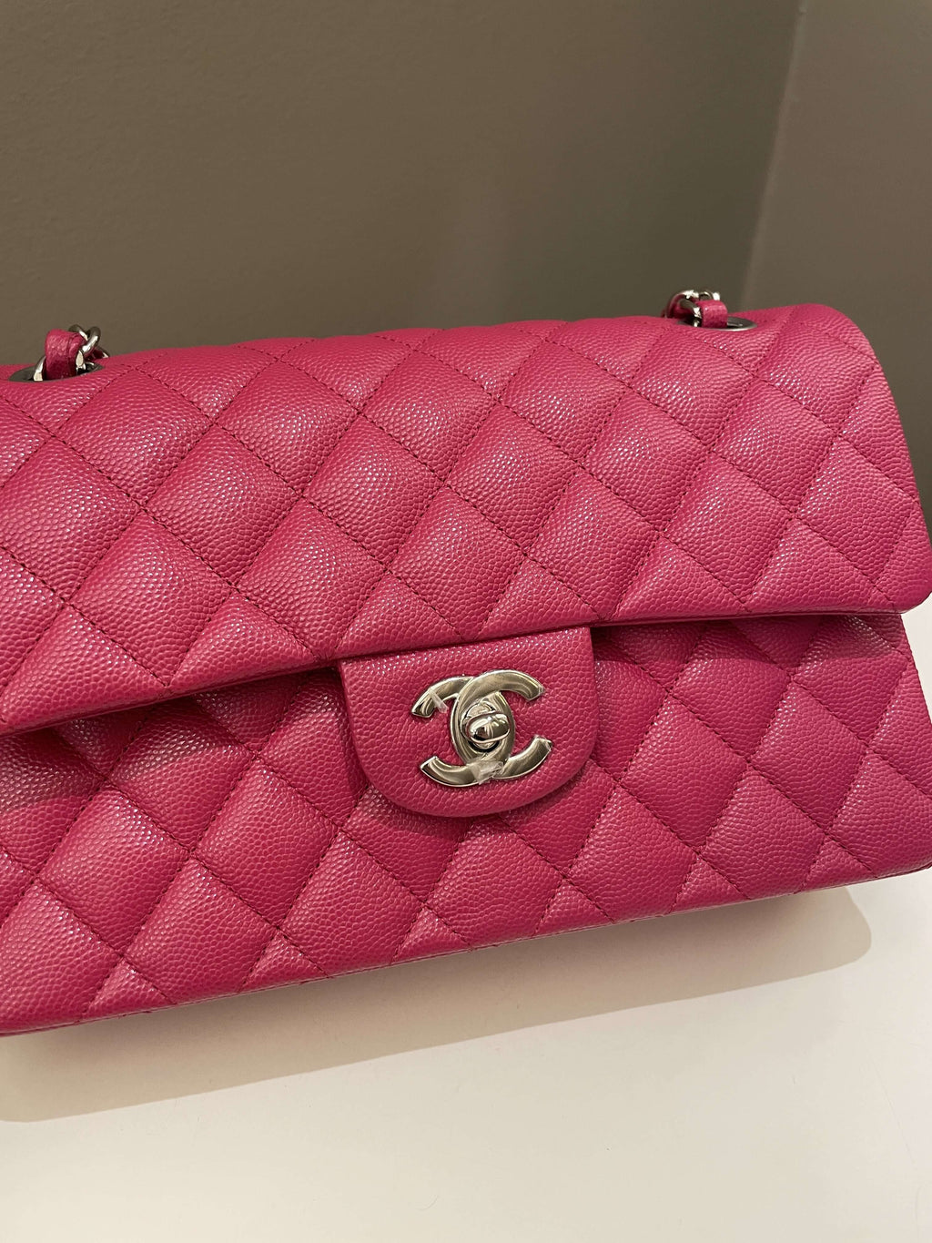 Chanel Classic Quilted Small Double Flap Rose Fuschia Caviar