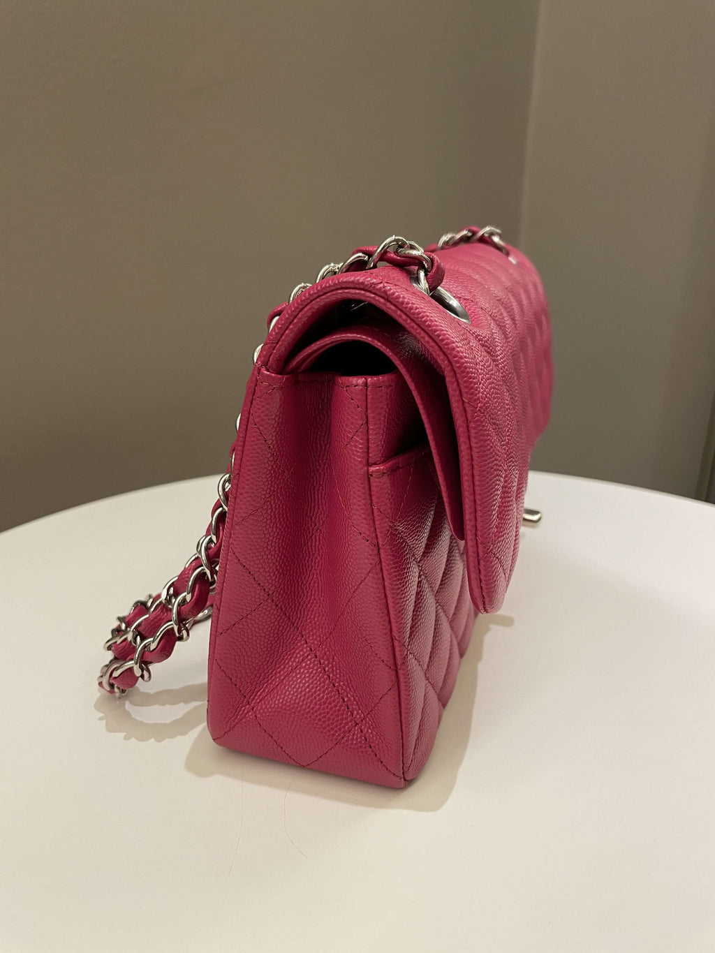 Chanel Classic Quilted Small Double Flap Rose Fuschia Caviar
