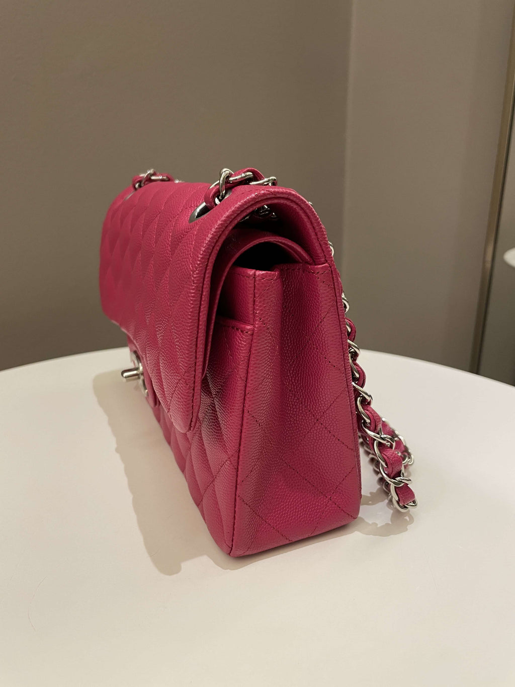 Chanel Classic Quilted Small Double Flap Rose Fuschia Caviar