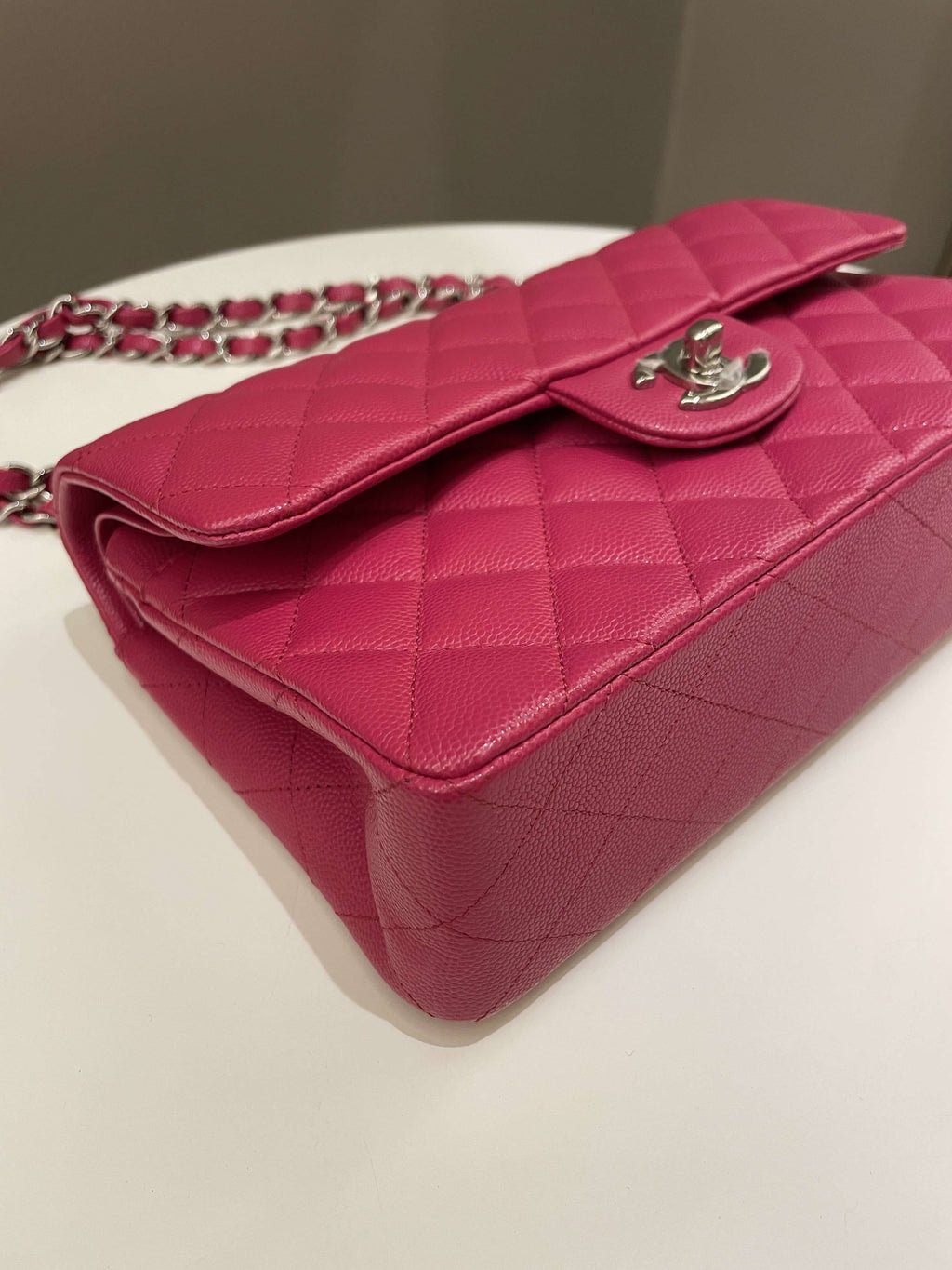 Chanel Classic Quilted Small Double Flap Rose Fuschia Caviar