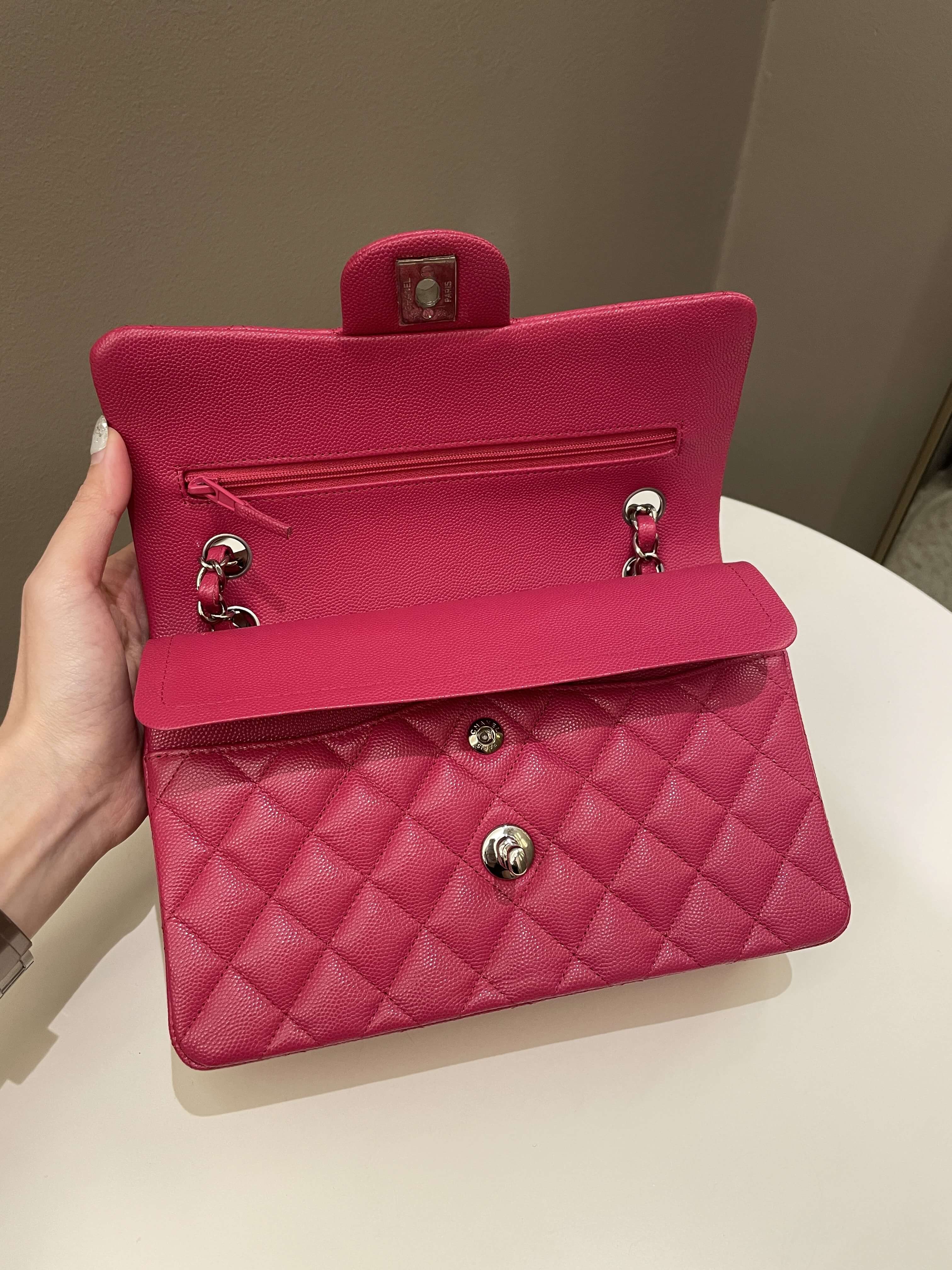 Chanel Classic Quilted Small Double Flap Rose Fuschia Caviar