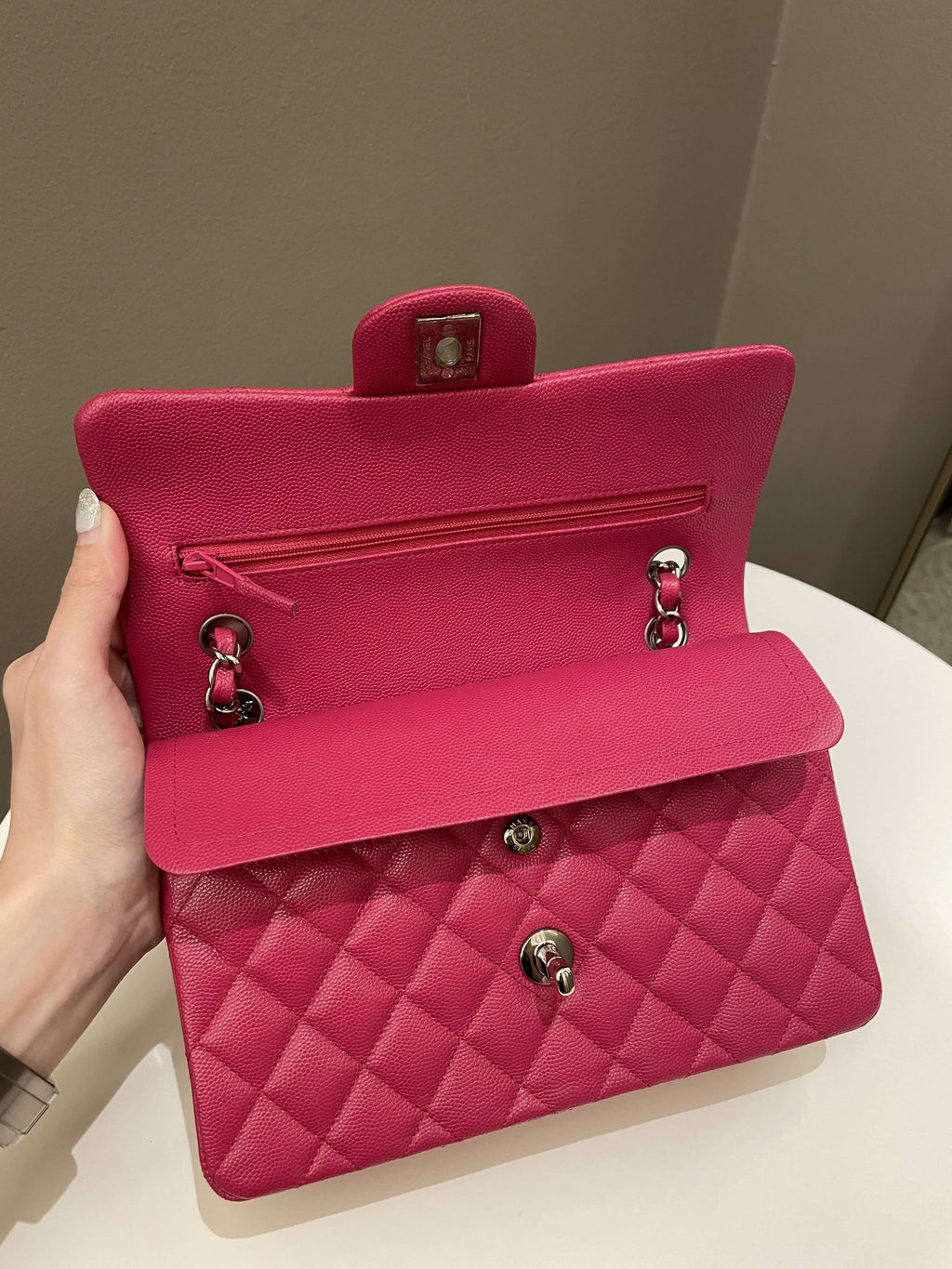Chanel Classic Quilted Small Double Flap Rose Fuschia Caviar