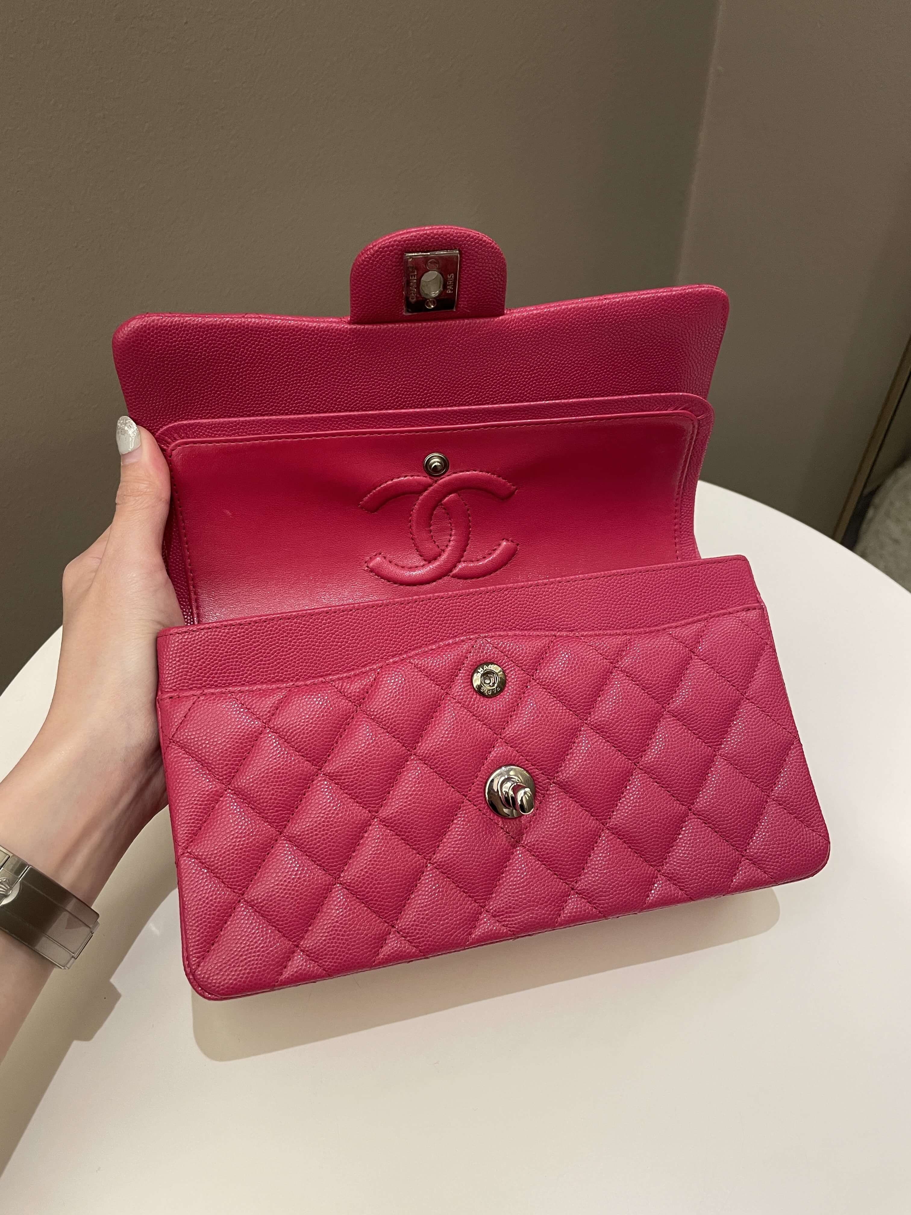 Chanel Classic Quilted Small Double Flap Rose Fuschia Caviar