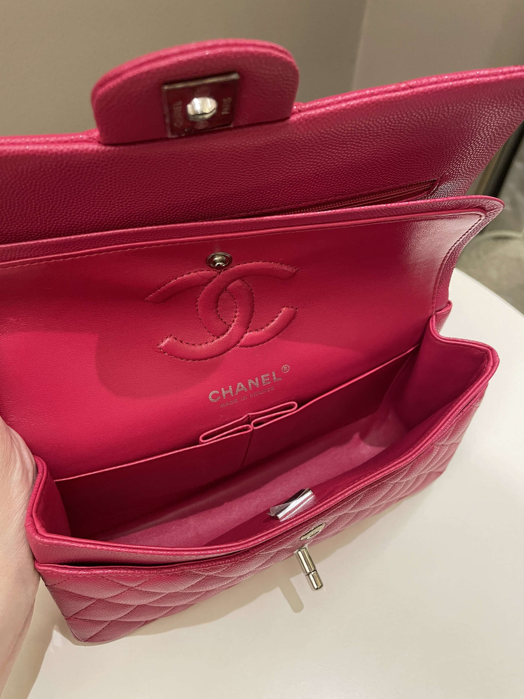 Chanel Classic Quilted Small Double Flap Rose Fuschia Caviar