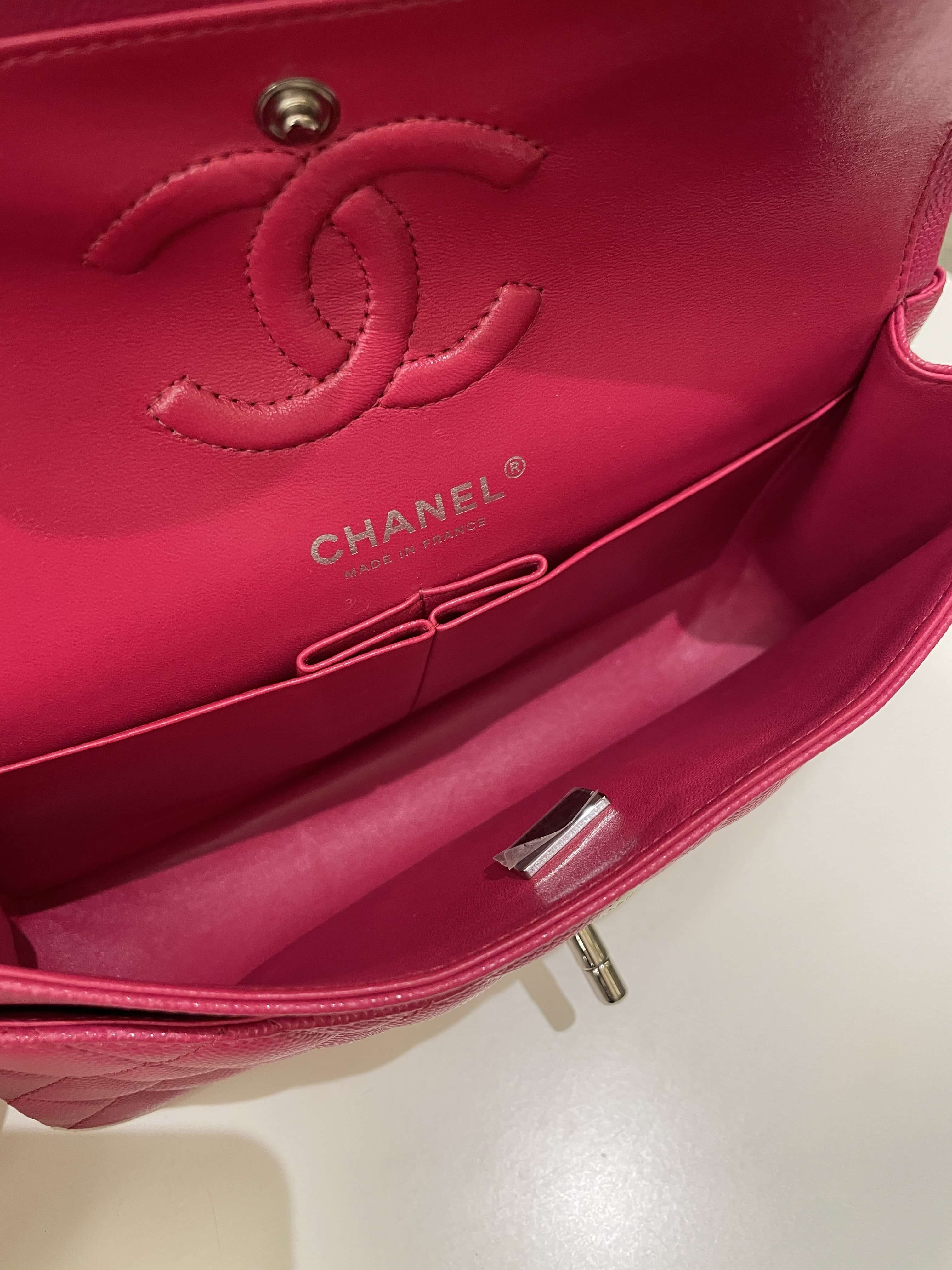 Chanel Classic Quilted Small Double Flap Rose Fuschia Caviar