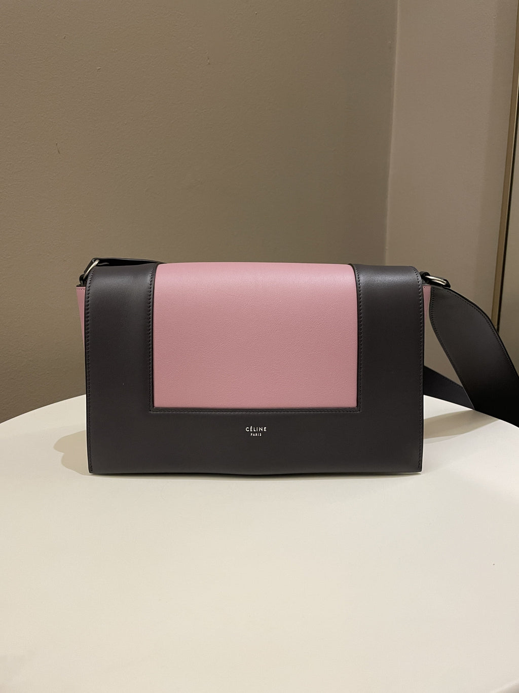Celine Bi-Colour Medium Frame Bag  Rose Black Calfskin