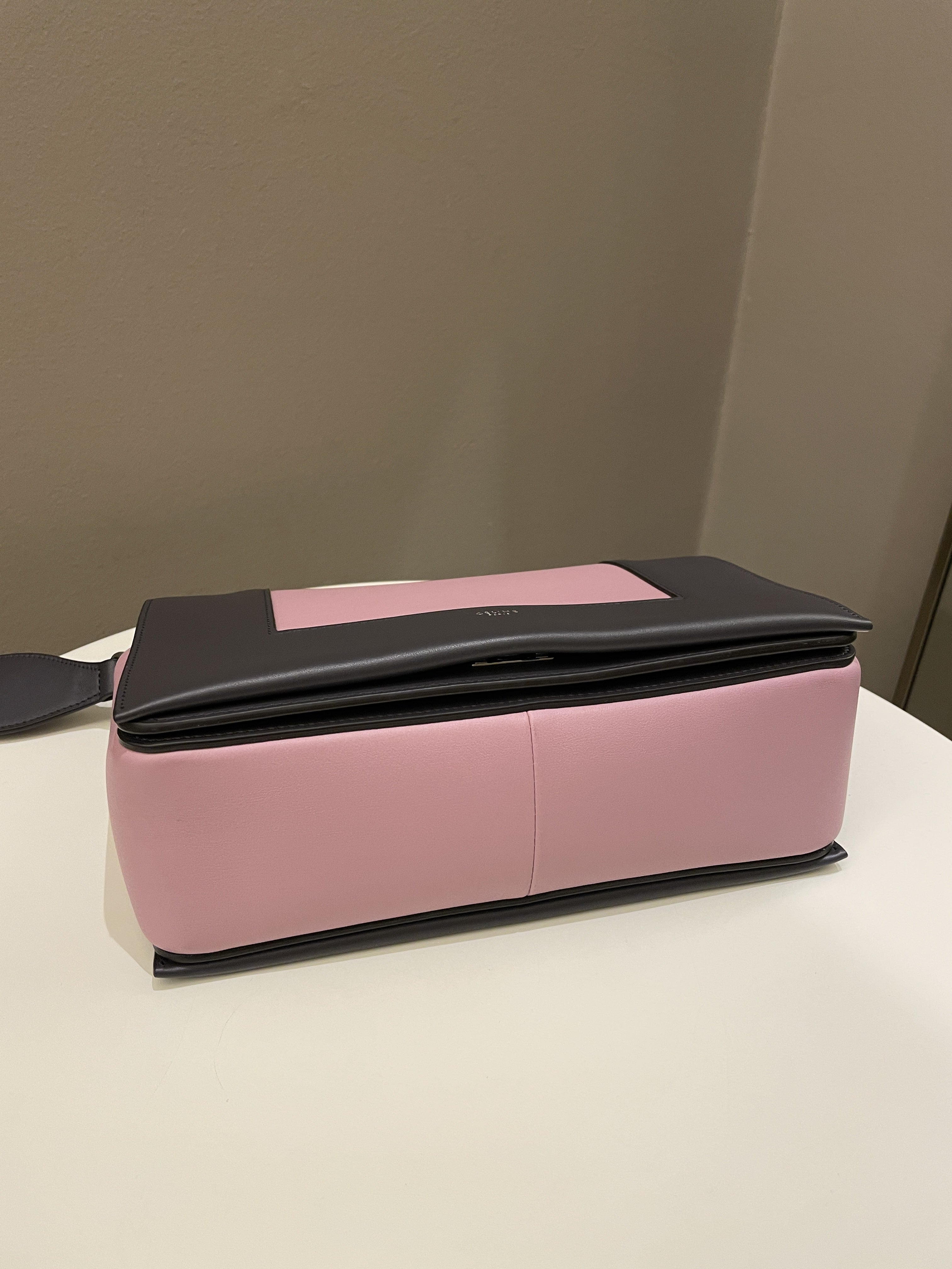 Celine Bi-Colour Medium Frame Bag  Rose Black Calfskin