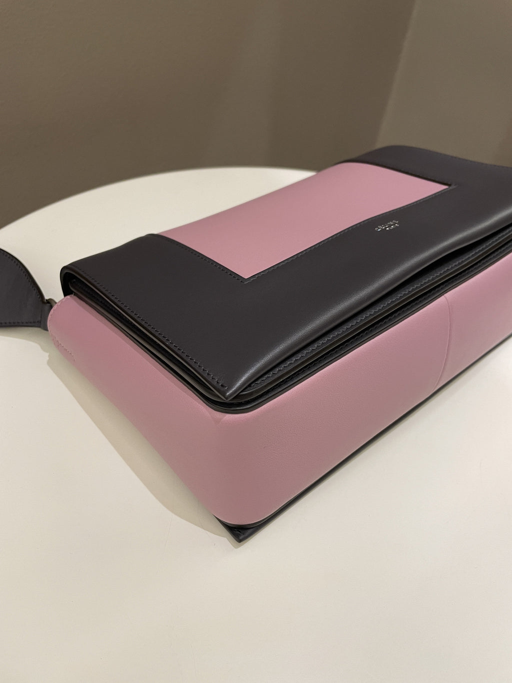 Celine Bi-Colour Medium Frame Bag  Rose Black Calfskin