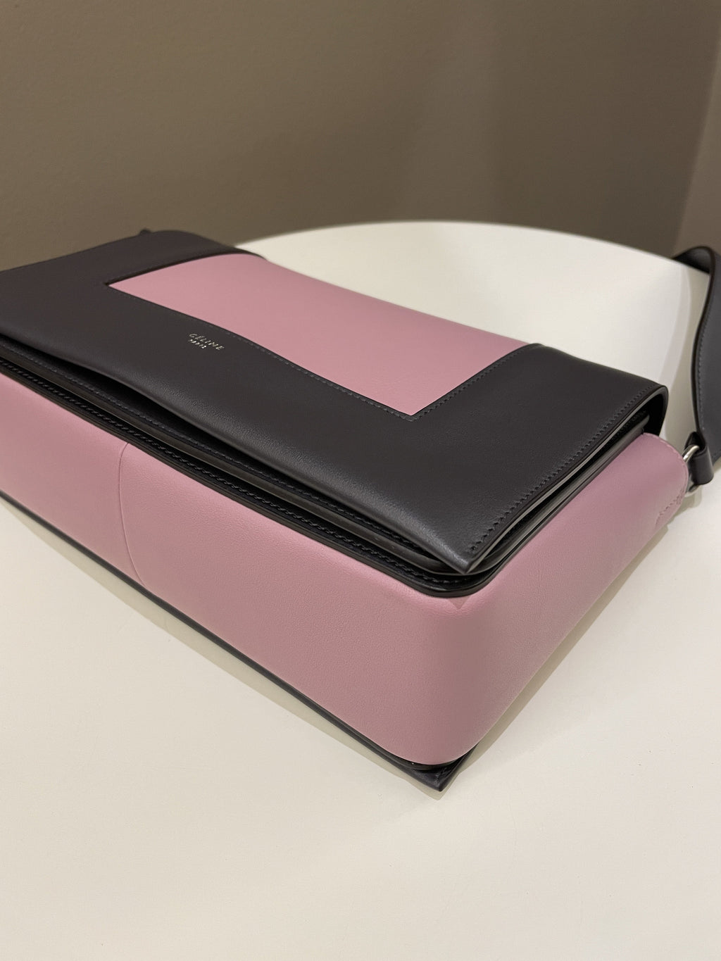 Celine Bi-Colour Medium Frame Bag  Rose Black Calfskin