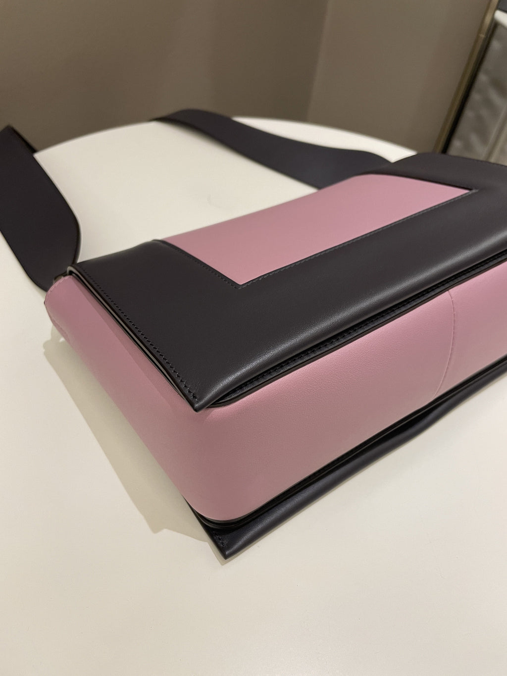 Celine Bi-Colour Medium Frame Bag  Rose Black Calfskin