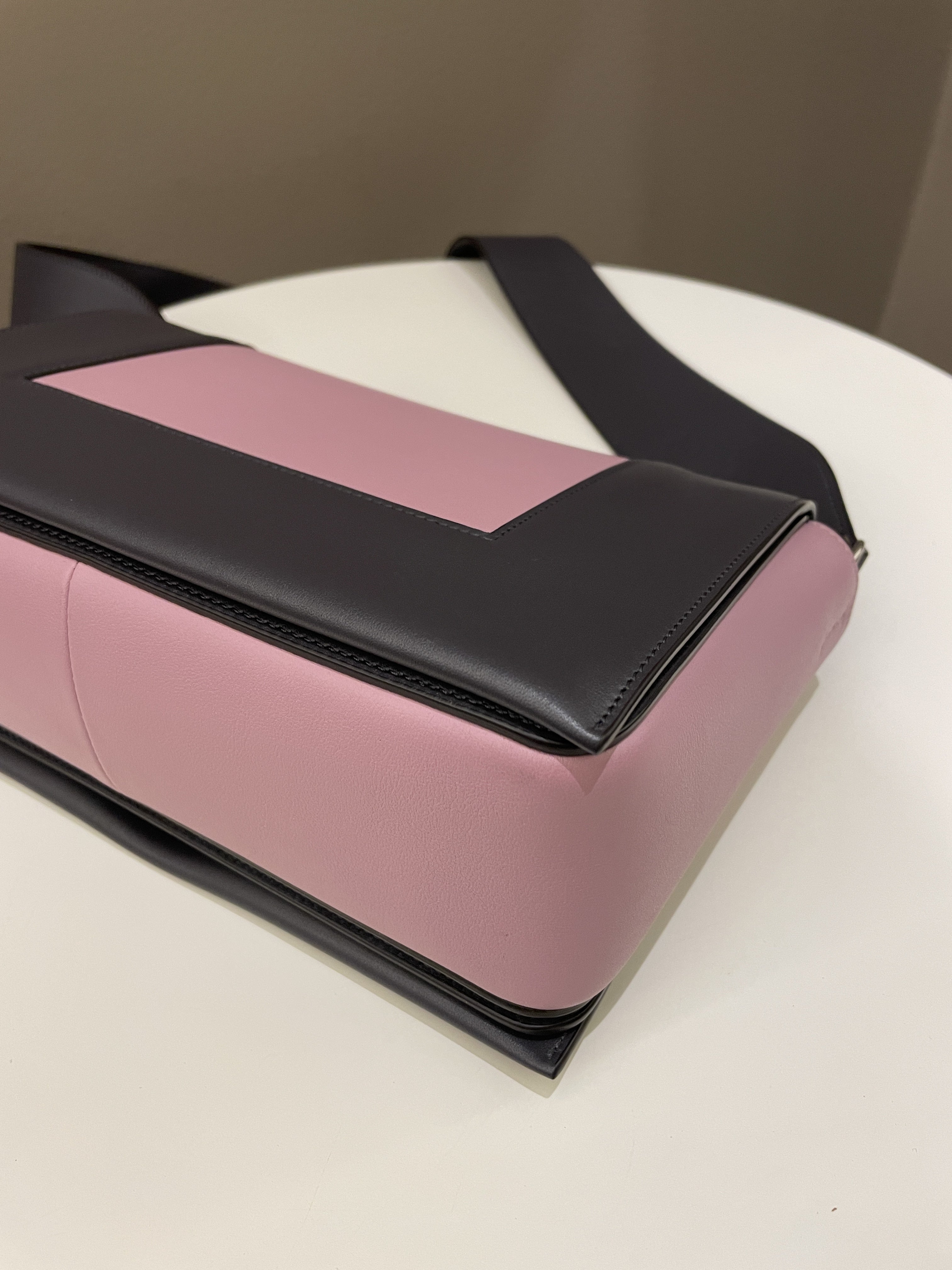 Celine Bi-Colour Medium Frame Bag  Rose Black Calfskin