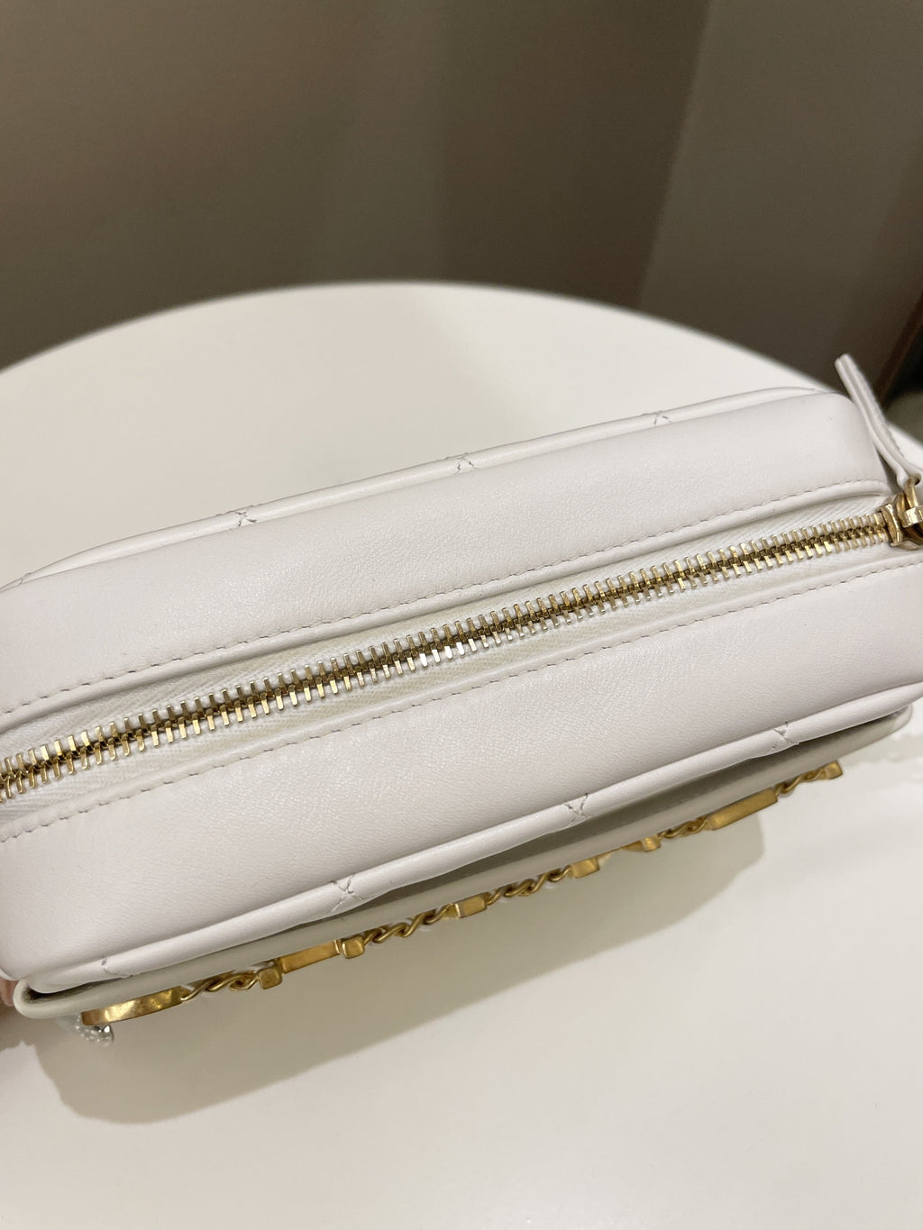 Chanel C H A N E L Lettering Camera Bag  Ivory Calfskin