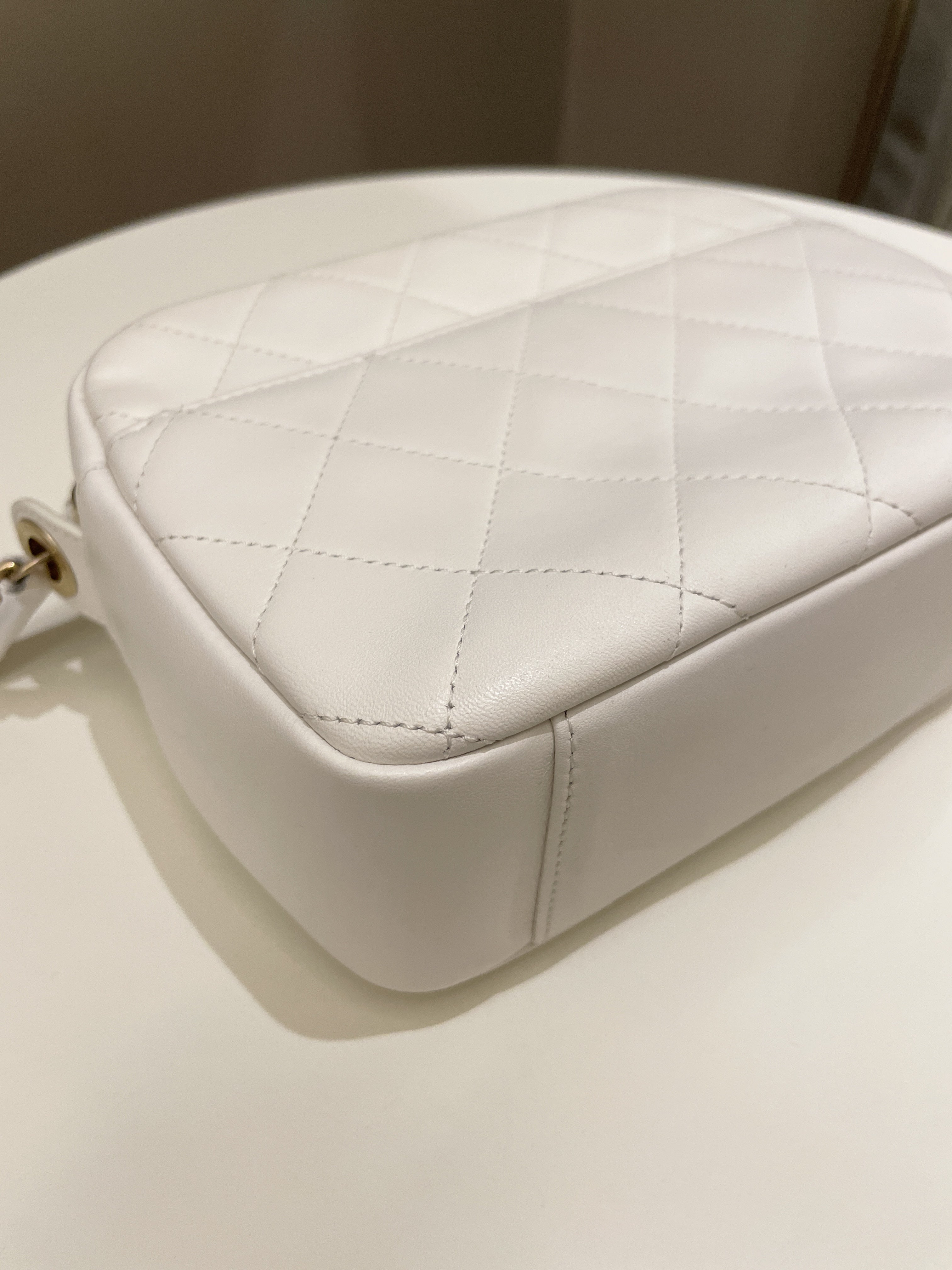 Chanel C H A N E L Lettering Camera Bag  Ivory Calfskin