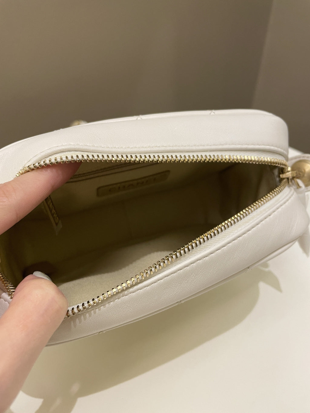 Chanel C H A N E L Lettering Camera Bag  Ivory Calfskin