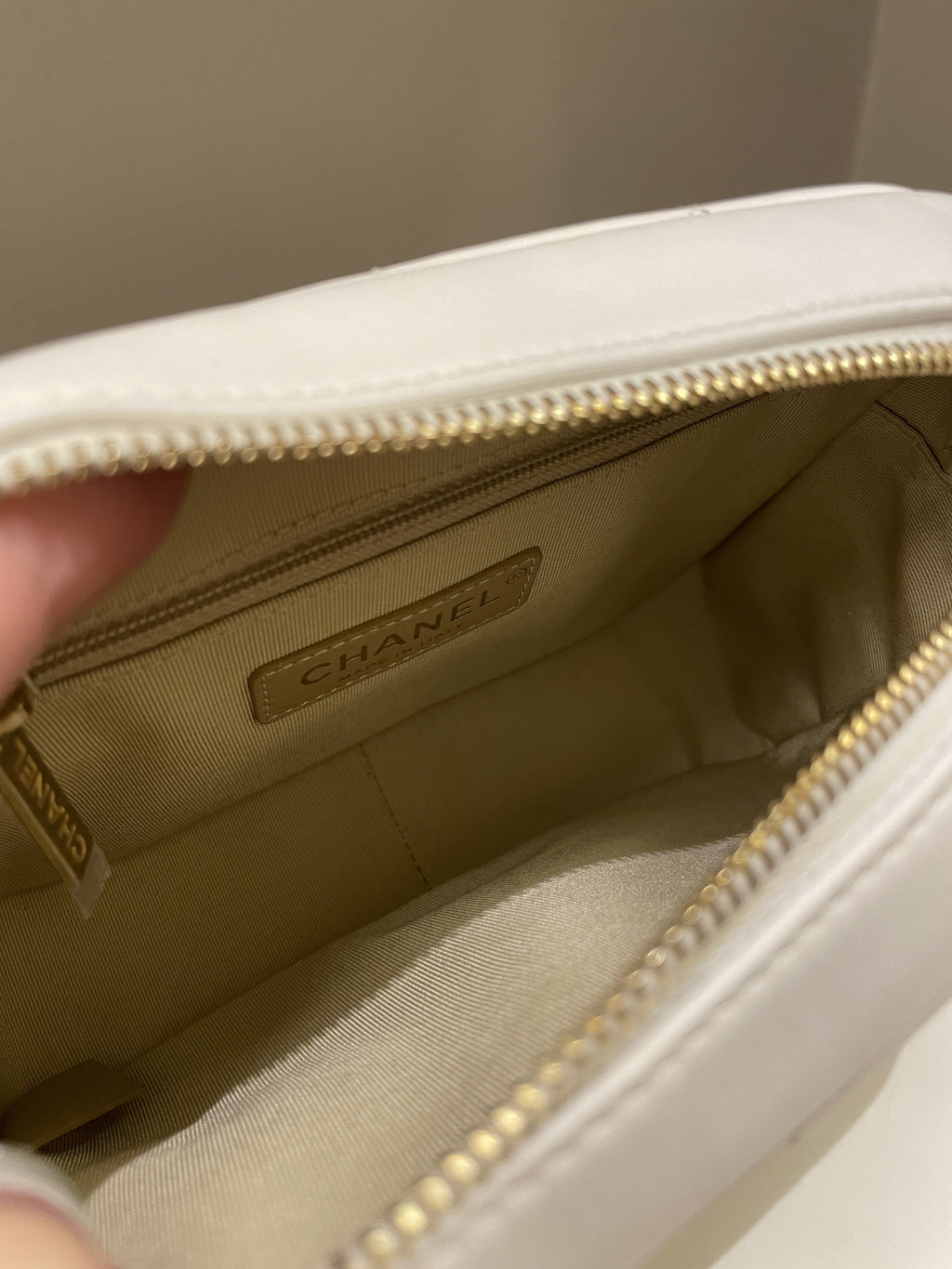 Chanel C H A N E L Lettering Camera Bag  Ivory Calfskin