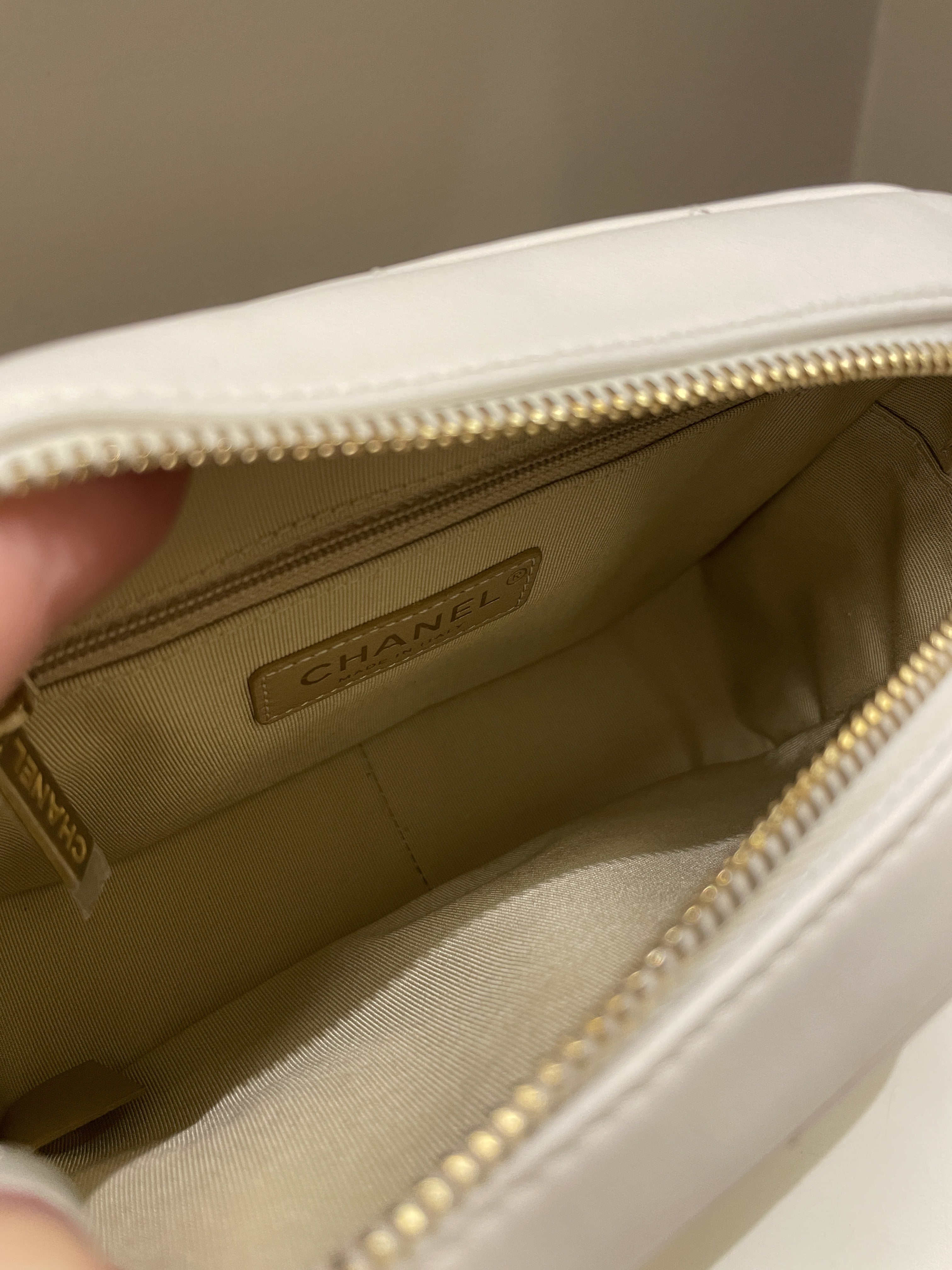 Chanel C H A N E L Lettering Camera Bag  Ivory Calfskin