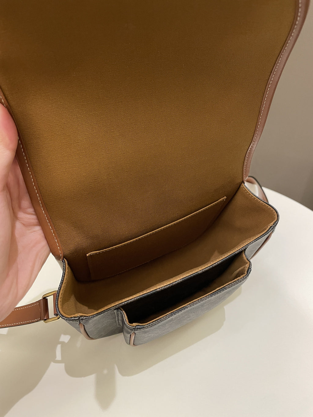 Celine Folco Medium Bag Tan Canvas/ Calfskin