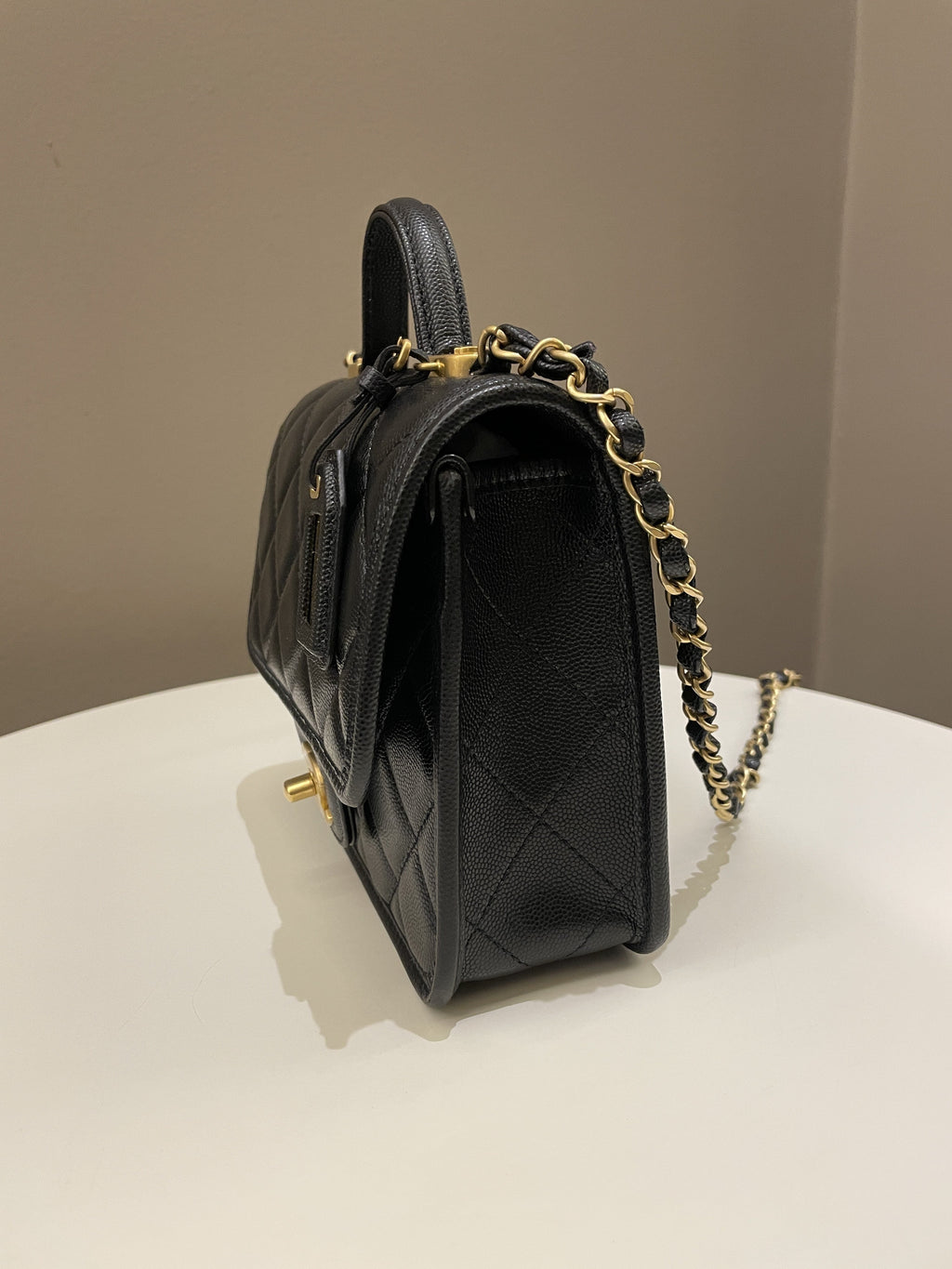 Chanel 22K Top Handle Flap Black Caviar
