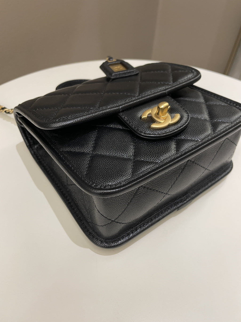 Chanel 22K Top Handle Flap Black Caviar