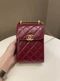 Chanel Quilted Perfect Fit Phone Holder  Burgundy Calfskin