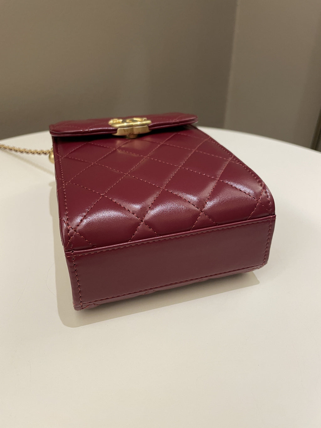 Chanel Quilted Perfect Fit Phone Holder  Burgundy Calfskin