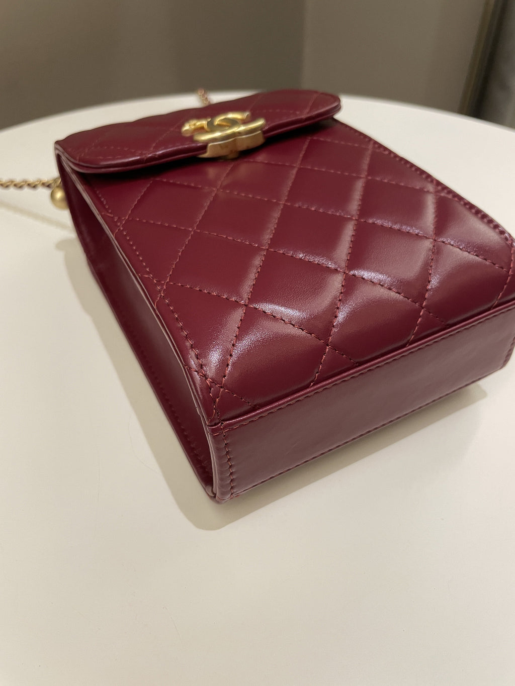 Chanel Quilted Perfect Fit Phone Holder  Burgundy Calfskin