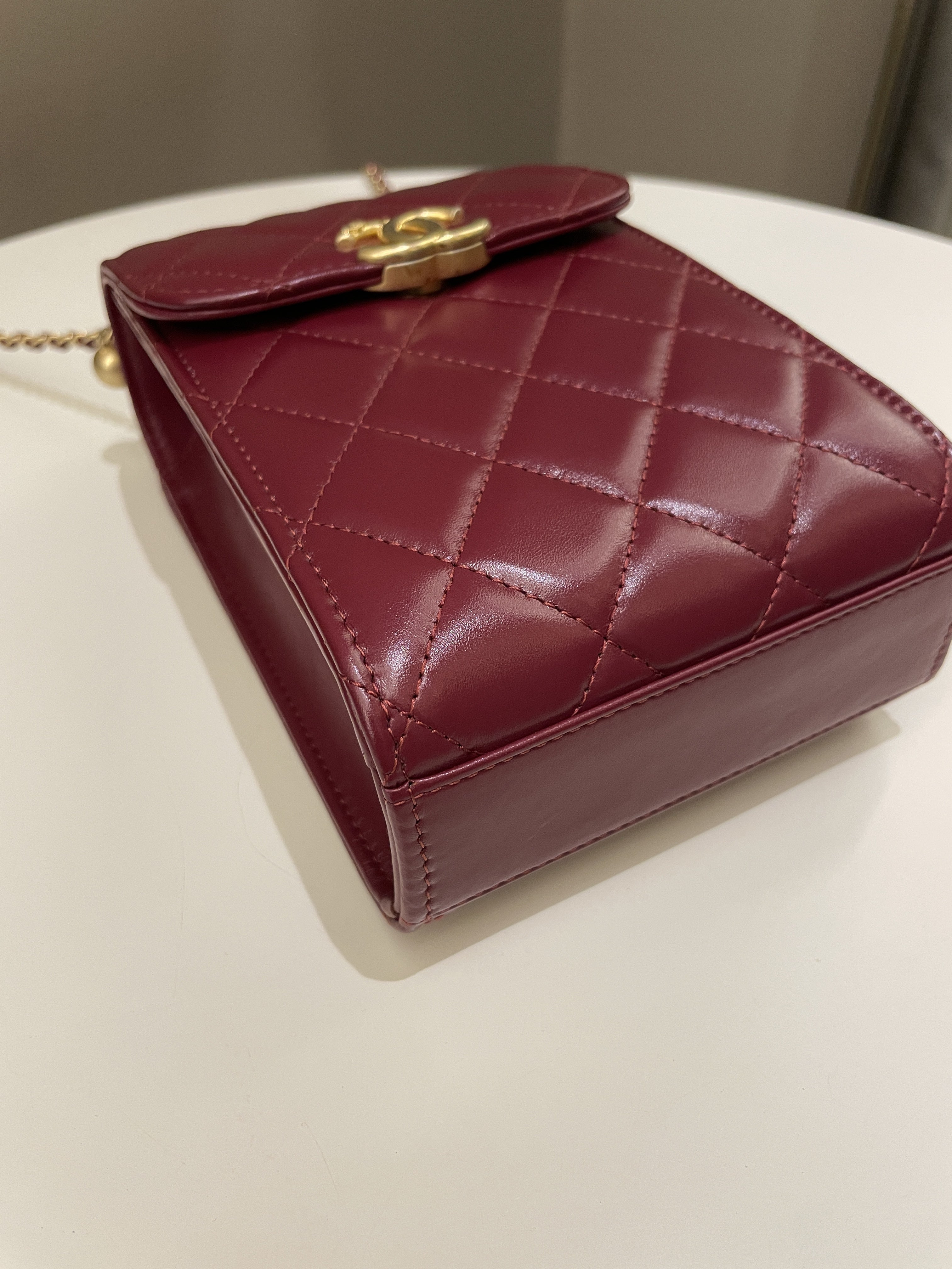 Chanel Quilted Perfect Fit Phone Holder  Burgundy Calfskin