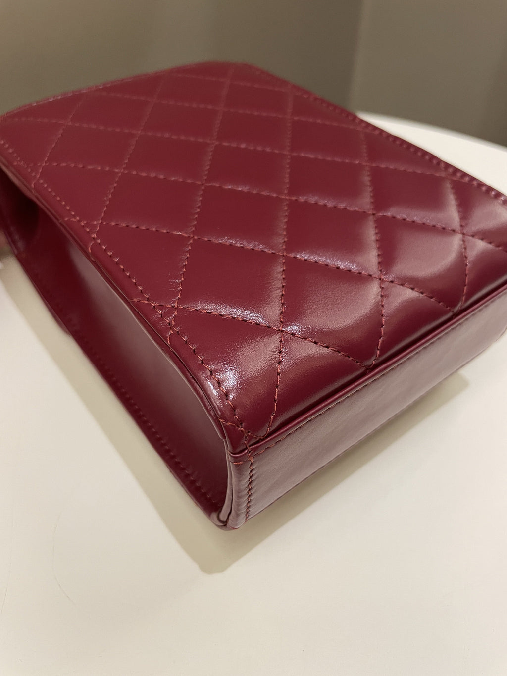 Chanel Quilted Perfect Fit Phone Holder  Burgundy Calfskin