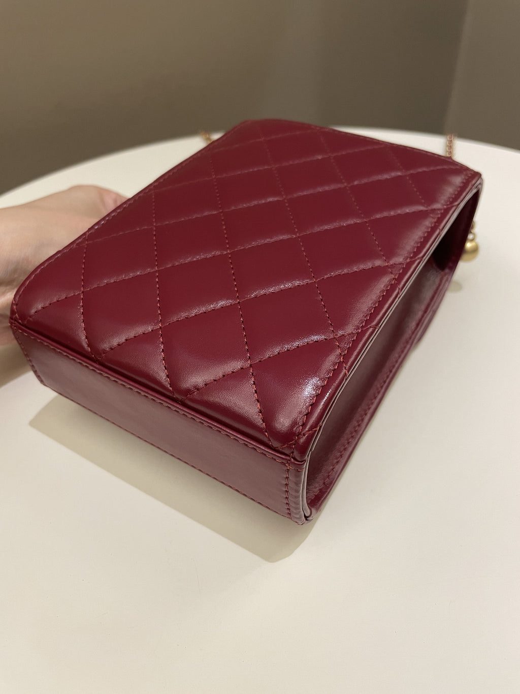 Chanel Quilted Perfect Fit Phone Holder  Burgundy Calfskin