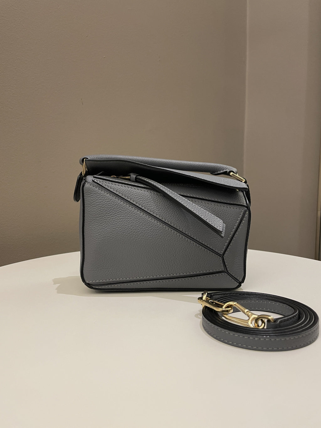 Loewe Mini Puzzle Bag Grey Grainy Calfskin