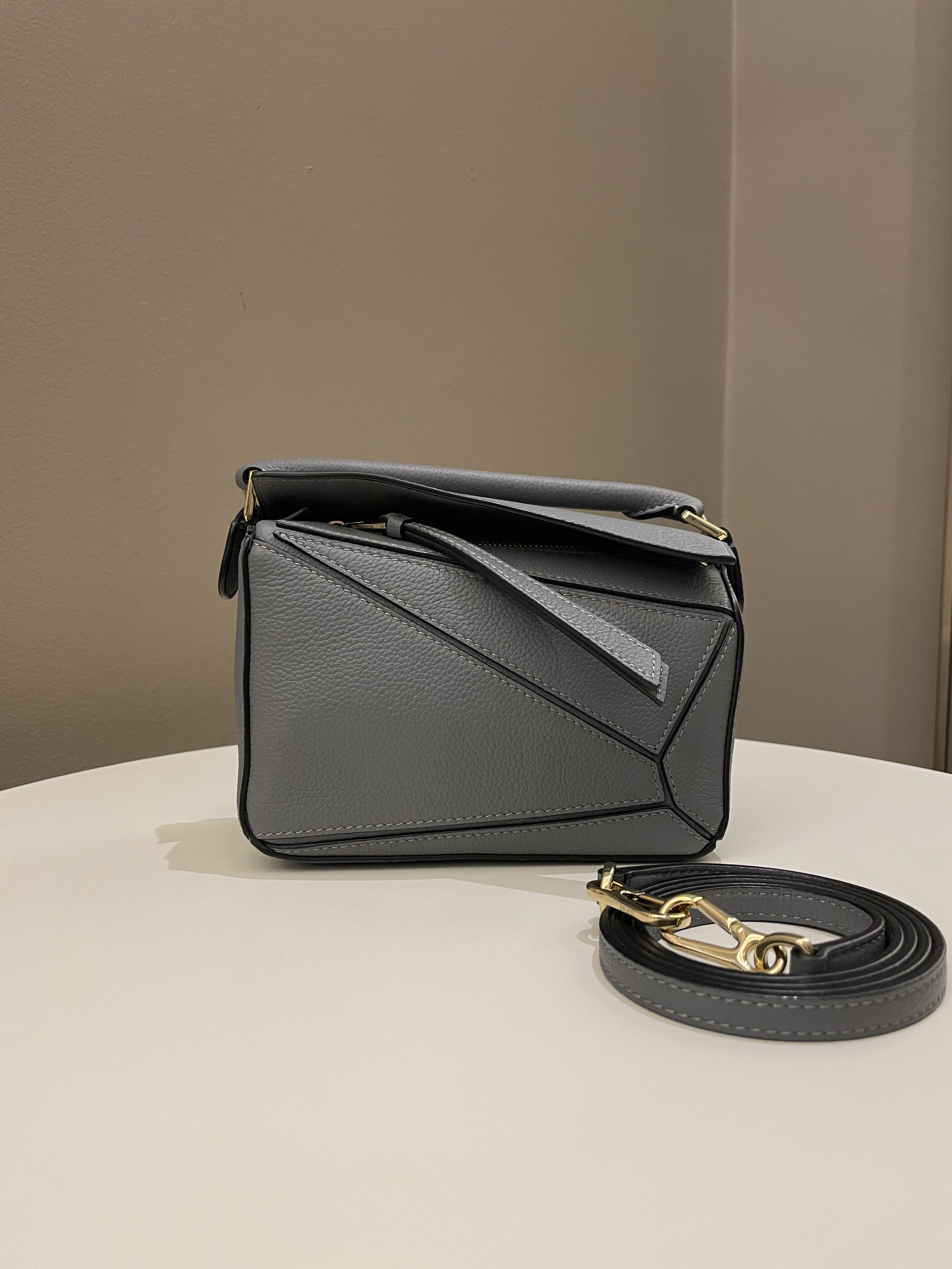 Loewe Mini Puzzle Bag Grey Grainy Calfskin