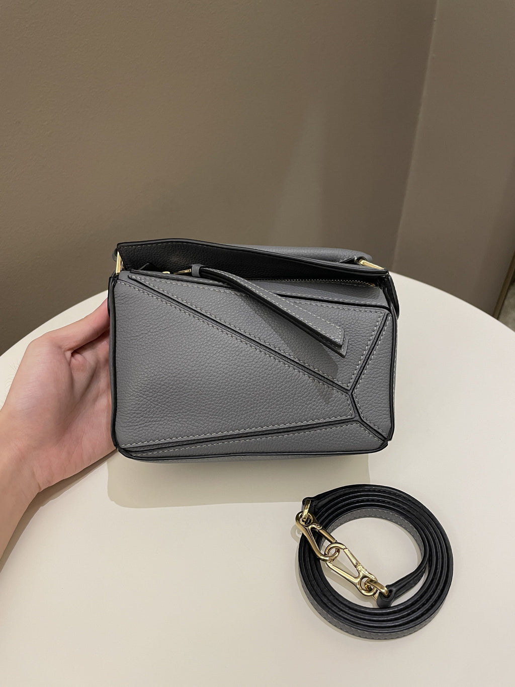 Loewe Mini Puzzle Bag Grey Grainy Calfskin
