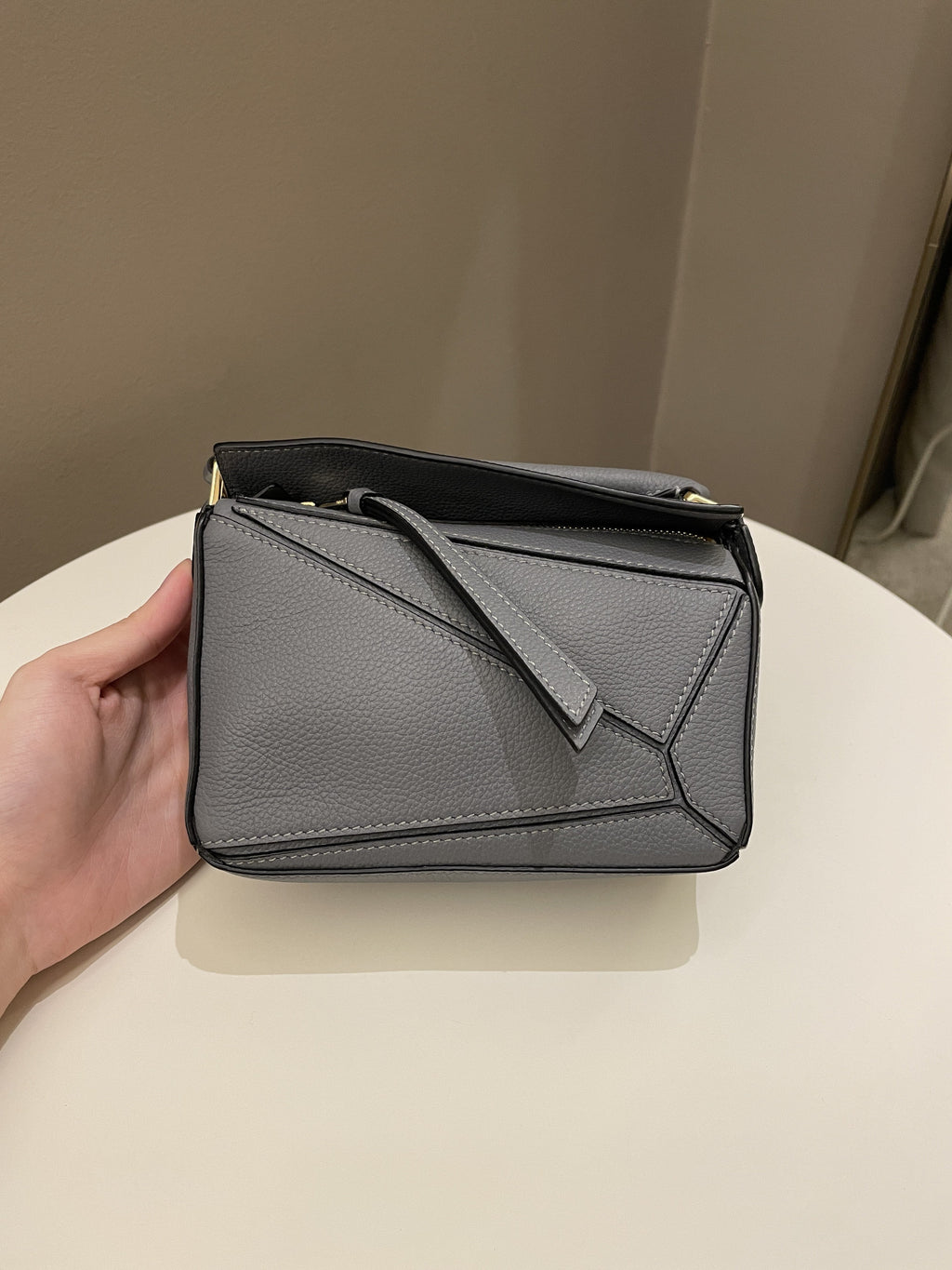 Loewe Mini Puzzle Bag Grey Grainy Calfskin
